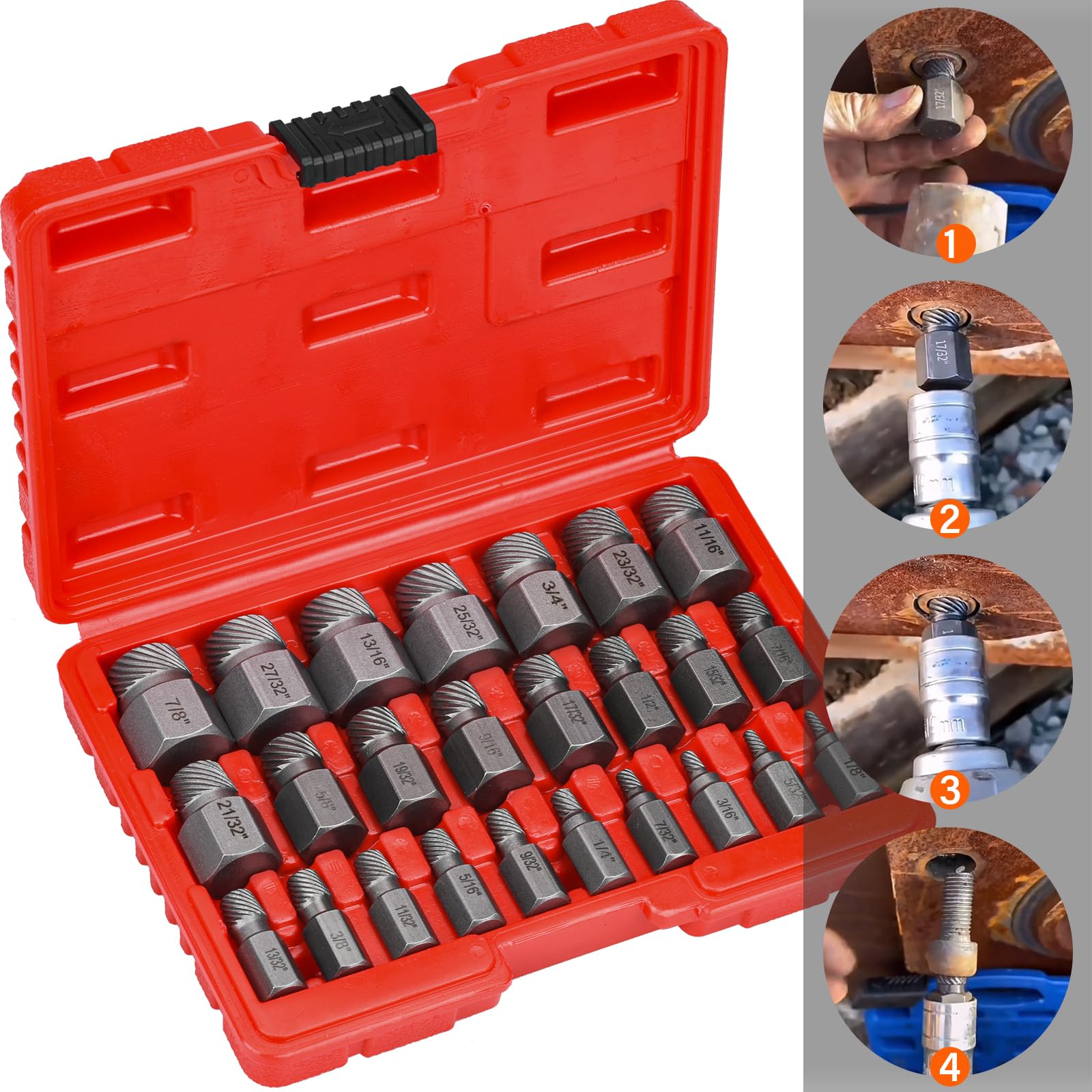 25 Pezzi Estrattore Viti Spanate, Estrattore Viti Danneggiate, Estrattori Viti per la Rimozione di Bulloni
