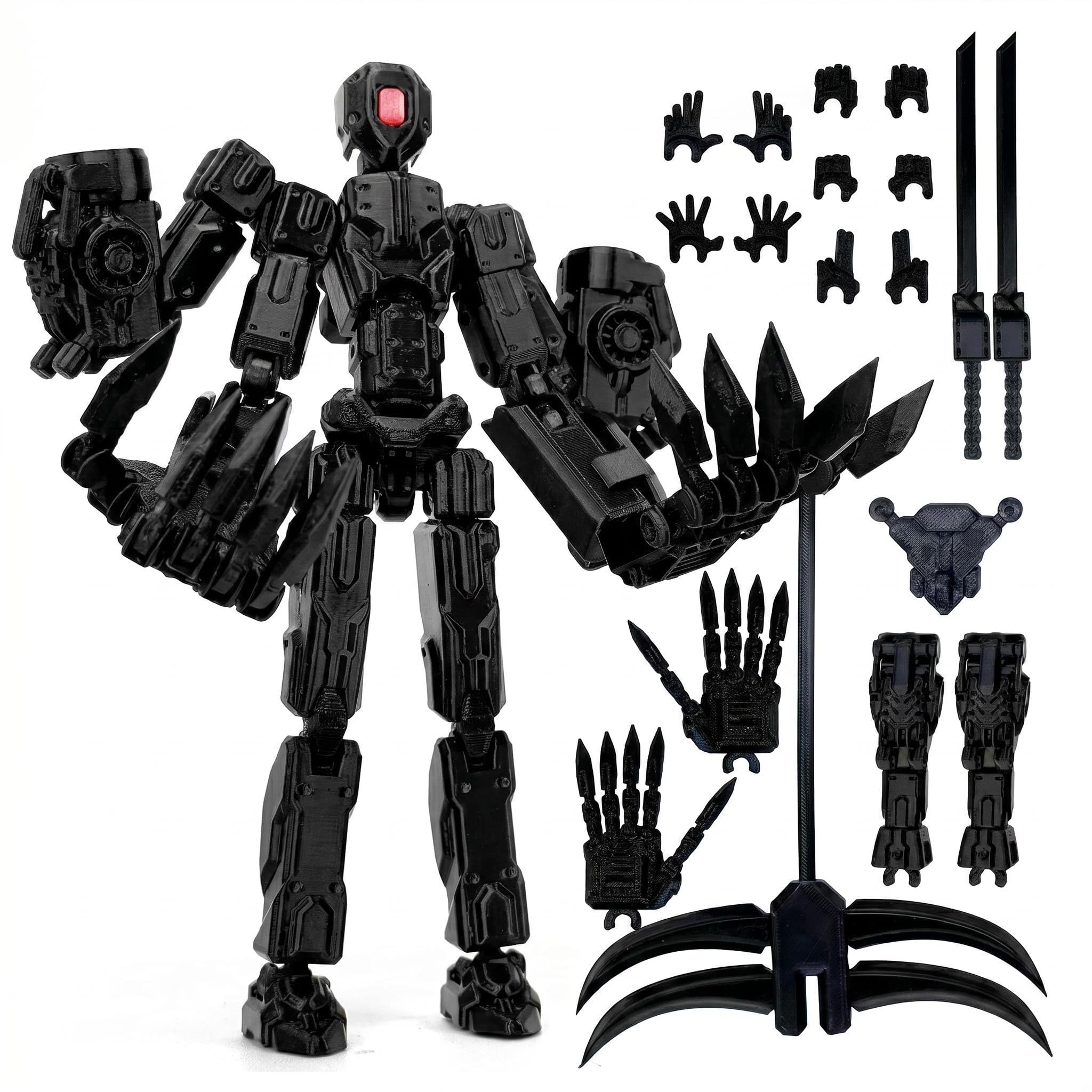 DiiWmme T13 Assembly Completed Action Figure,Multi-Jointed Movable Robot Toy,3D Printed Desktop Decoration for Collectors,Game Lovers,Fully Articulated Dummy 13 Action Figure (Black) — image 1