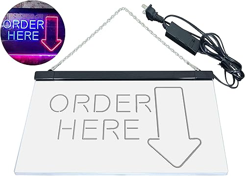 Miniatura 9 de ADVPRO Ordene aquí Cashier Shop Letrero de neón LED de doble color rojo y azul 12 "x 8.5" st6s32-i3373-rb