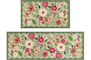Bohemian Floral Washable Kitchen Rug Set