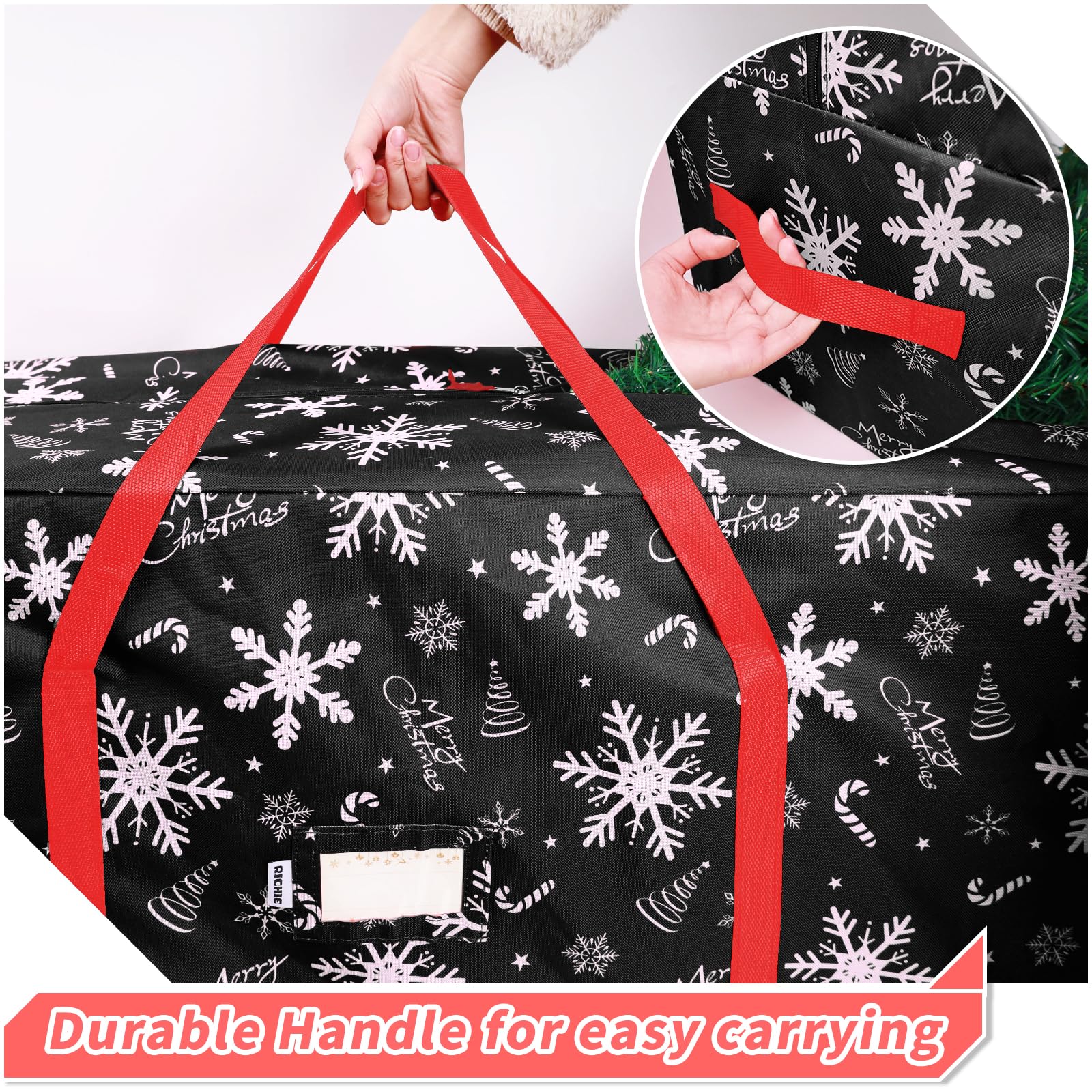 RICHIE Lot de 3 sacs de rangement pour sapin de Noël de 2,7 m - Oxford 600D indéchirable - Convient aux arbres artificiels jusqu'à 2,7 m - Poignées renforcées, fermeture éclair et durables - Sacs de