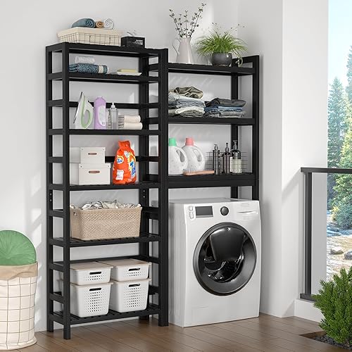 Miniatura 8 de Homykic Estantería de bambú de 6 niveles, ajustable de 63.4 pulgadas de alto, estante organizador de almacenamiento para sala de estar, cocina,