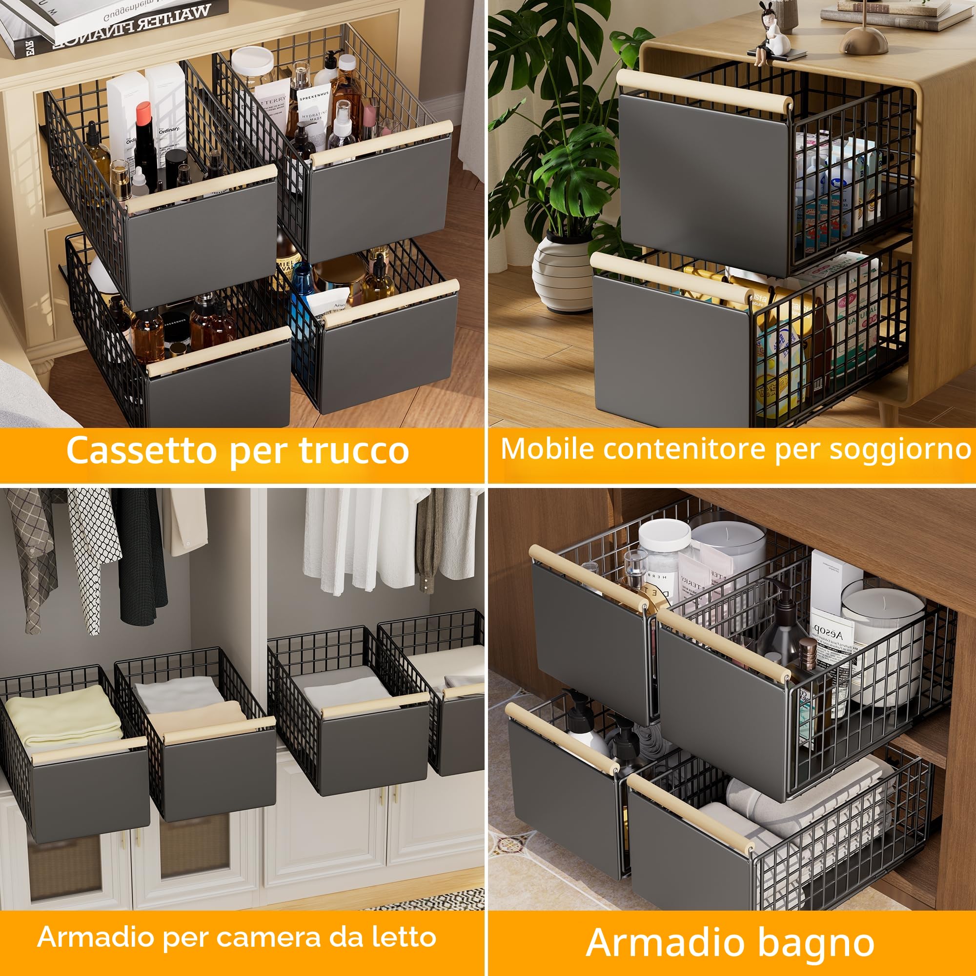 2 Cassetti Estraibili per Cucina, Cassetti Estraibili con Adesivo, Organizer Per Mobili da Cucina Per Mobili da Cucina, Cassetto Estraibile Cucina, Cassetto Della Cucina Senza Foratura Chiodatura