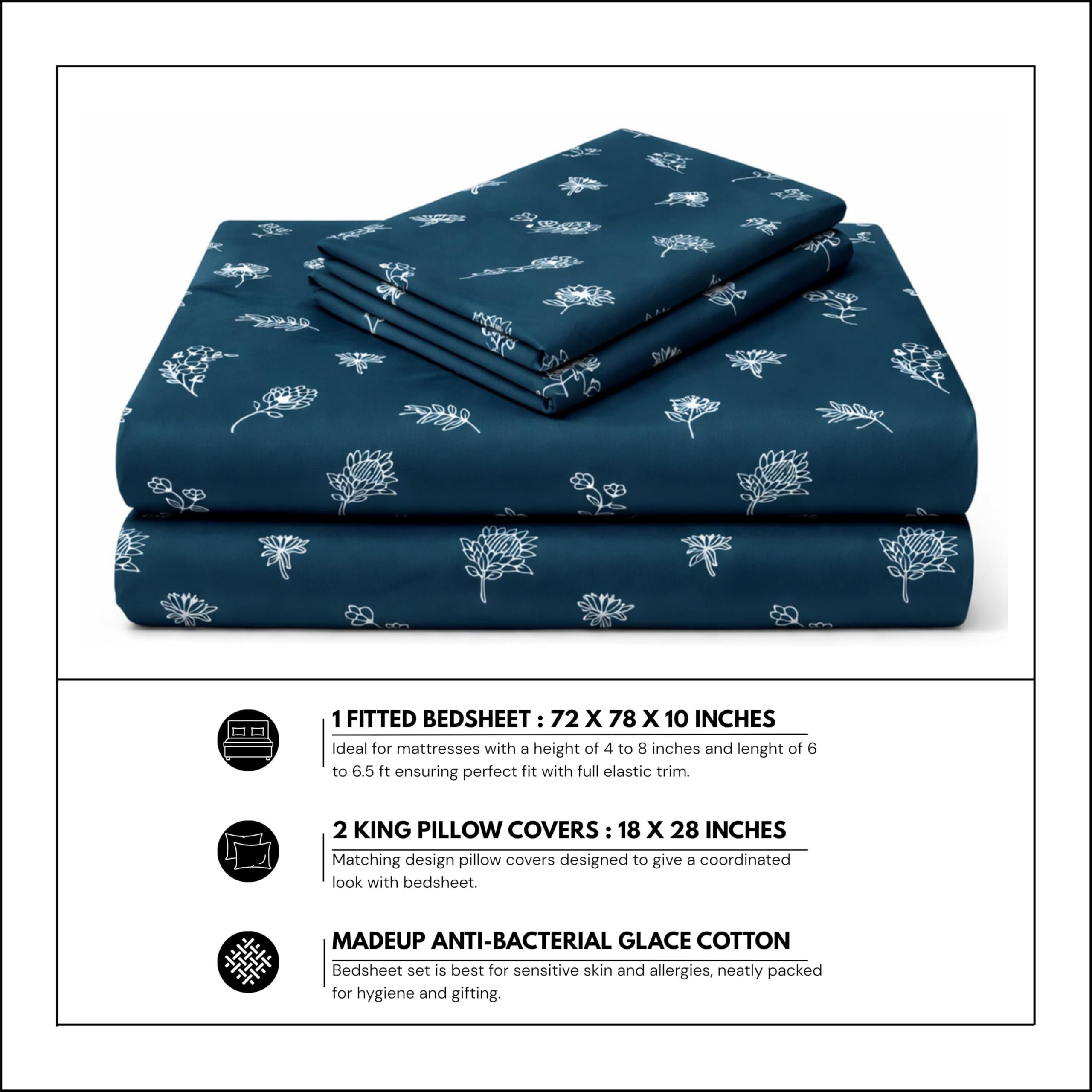 King Size Cotton Bedsheet - Floral, Soft & Breathable -5