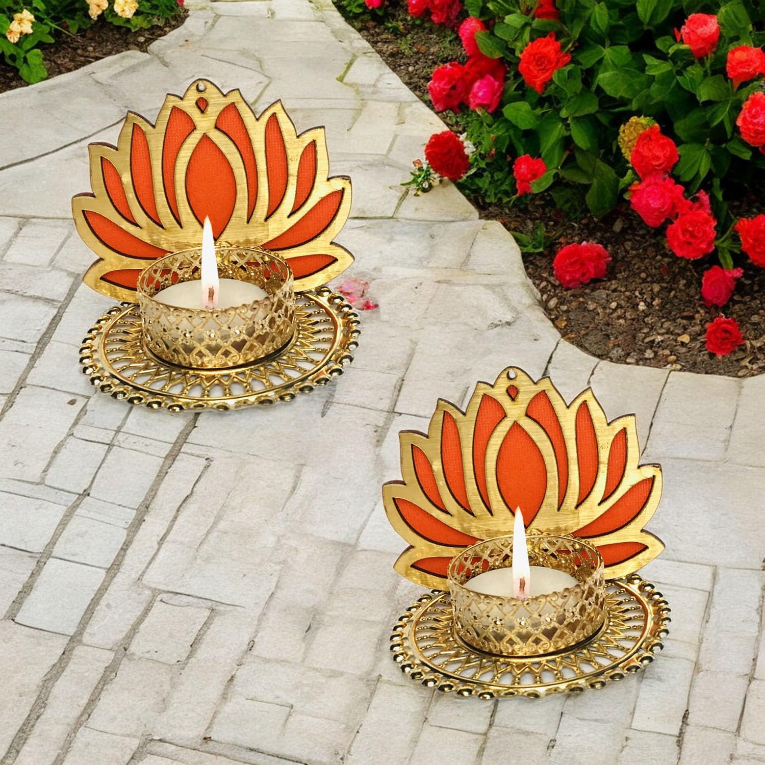 Gadinfashion™ Handmade Louts Tealight Candle Holder for Decoration/Diwali Decoration/Table Top, Color-Orange, Pack-02 (B0CJRNVWDN) Amazon Price History, Amazon Price Tracker