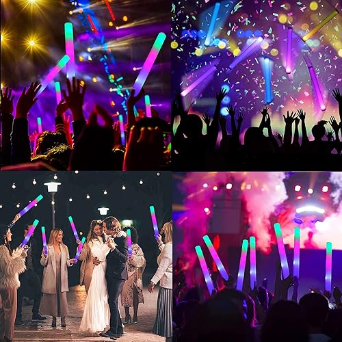 Vista 2 de Varillas de espuma brillantes a granel, 160 unidades, 3 modos de luz LED intermitentes, que brillan en la oscuridad, suministros de fiesta, juguetes