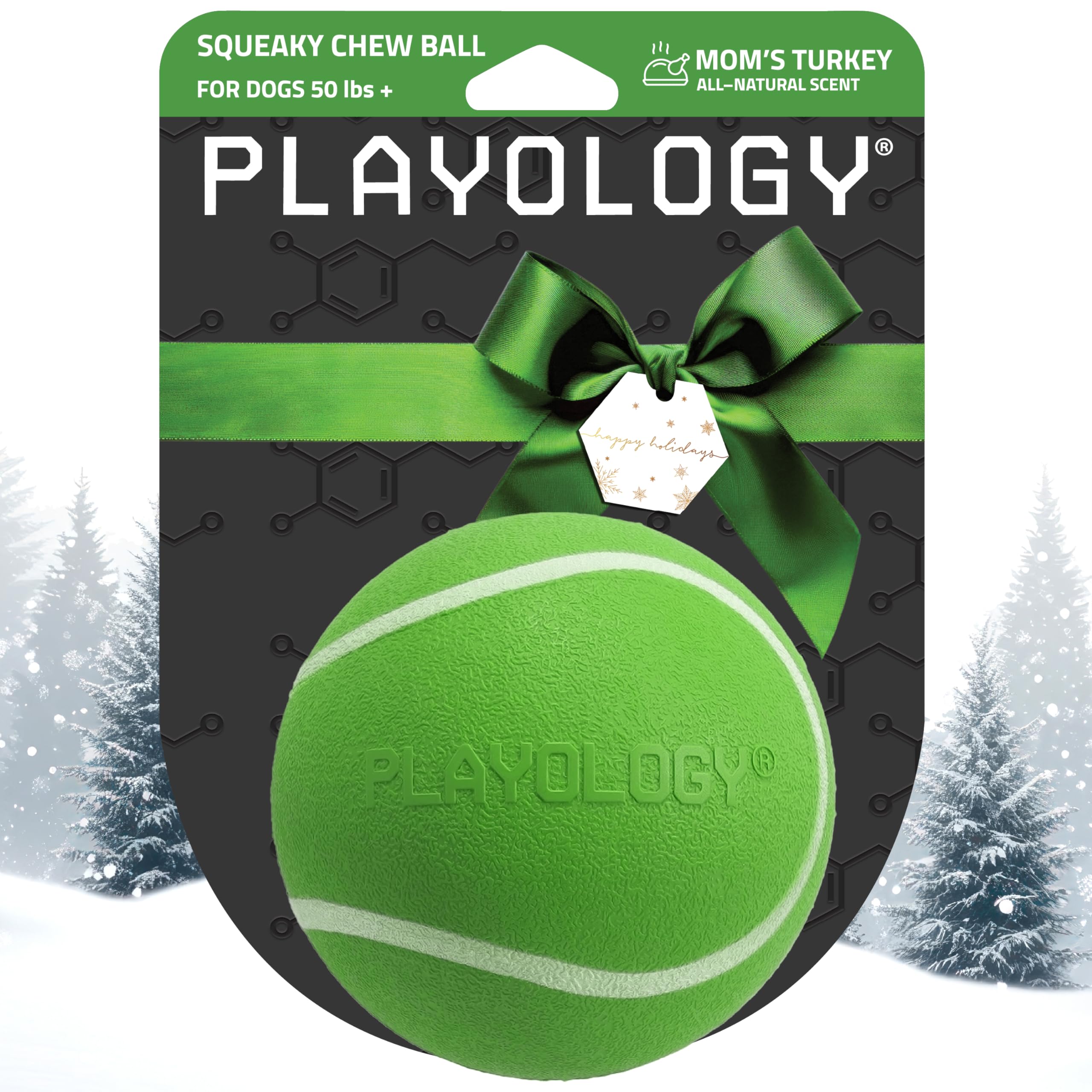 Playology Dog Toys Squeaky Chew Ball - Bouncy Durable Floating Fetch Ball for Dogs Jumbo Moms Turkey Scented