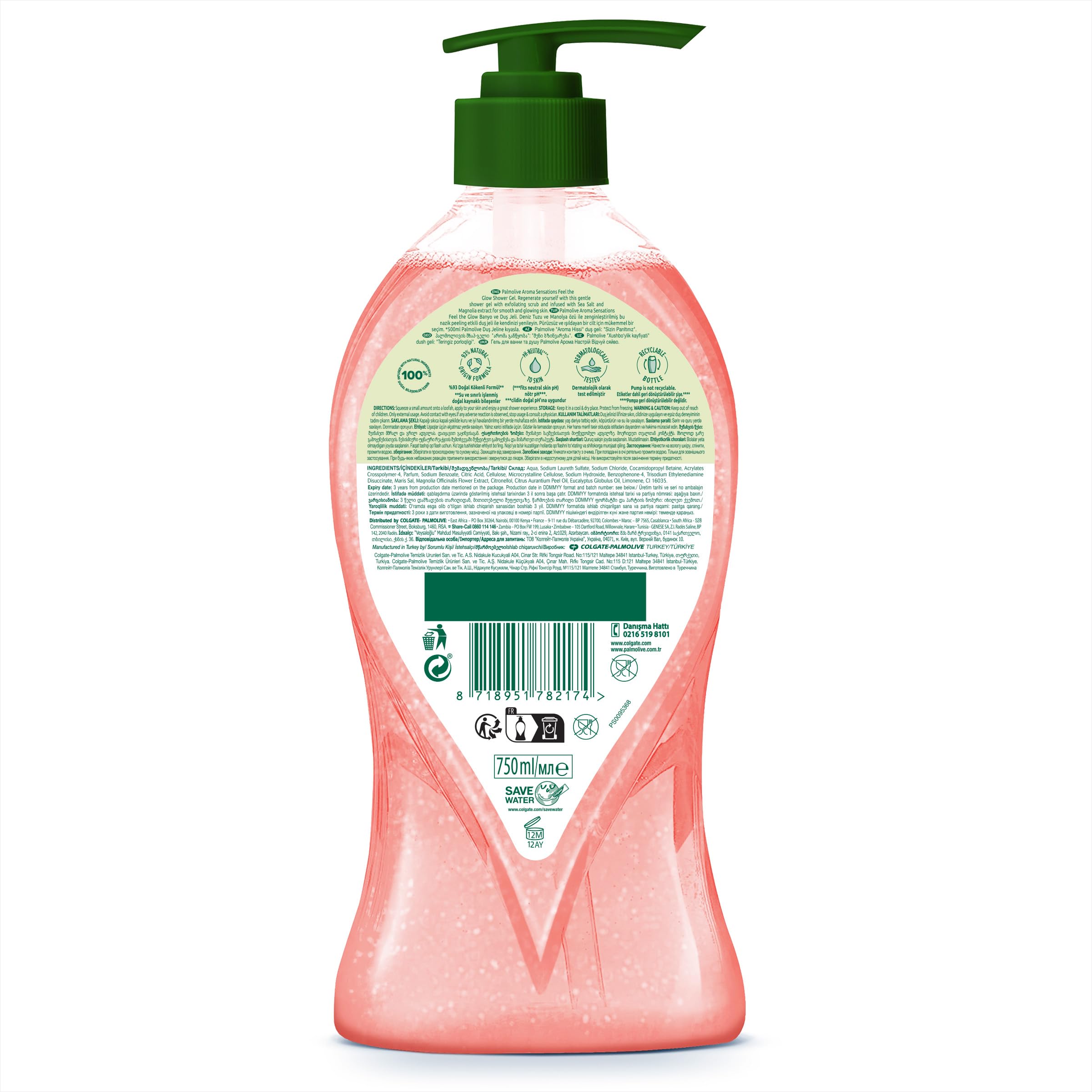 Palmolive, Aroma Sensations Feel The Glow Peeling Etkilli Banyo Ve Duş Jeli 750ml, Çok Renkli