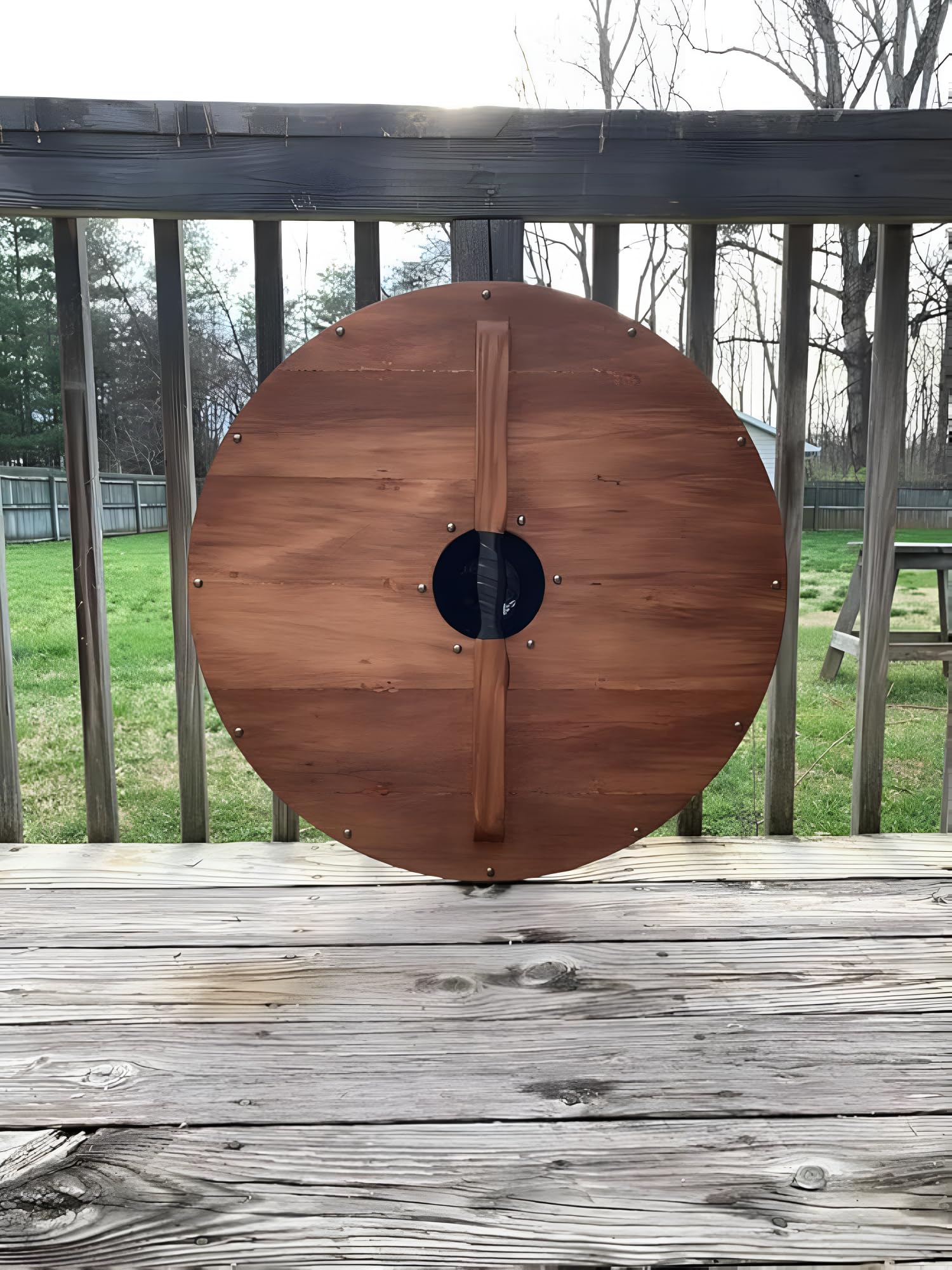 Bouclier viking en bois fait à la main Eivor Valhalla Raven 61 cm