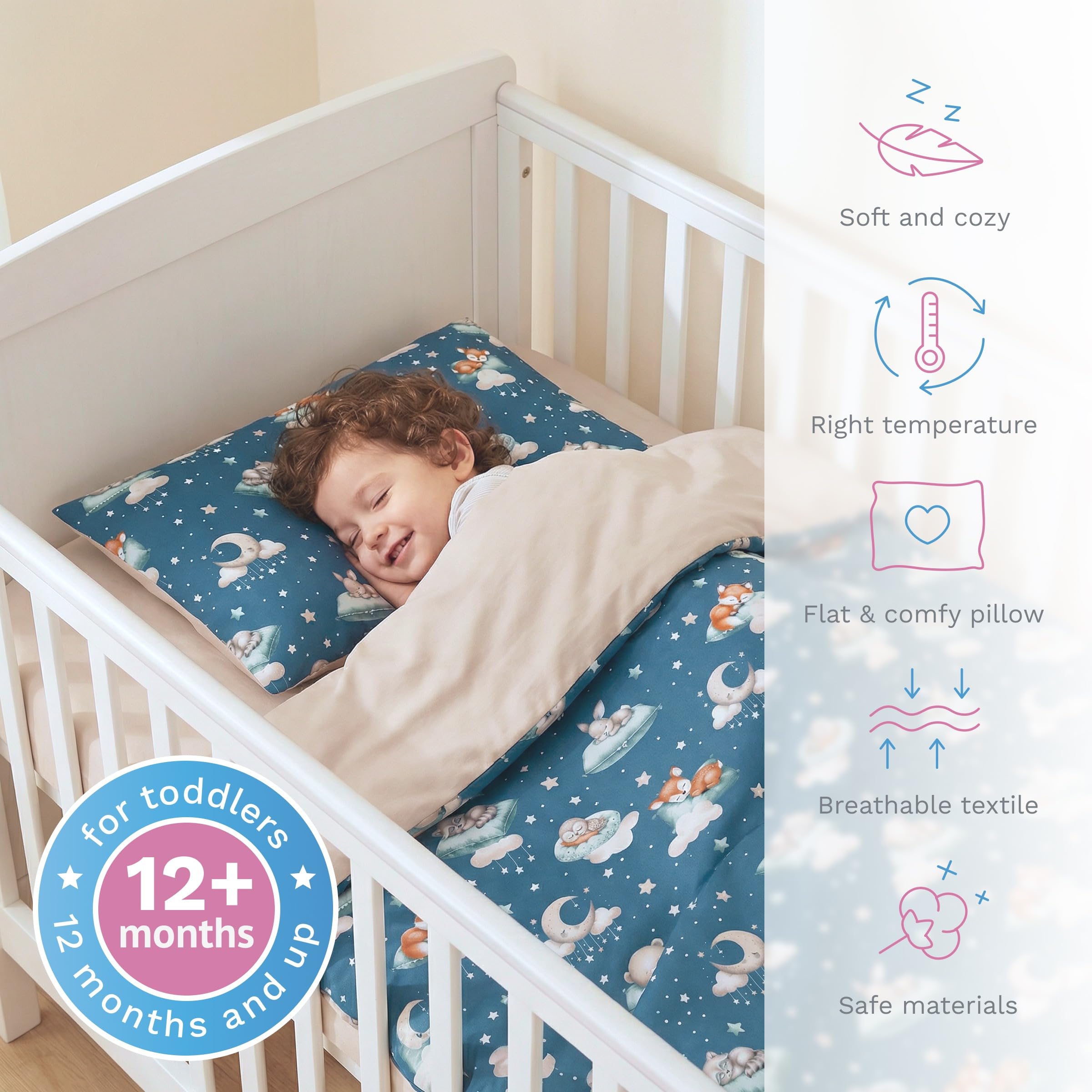 Baby Comfort 2 Piece Bedding Set 135x100 cm Duvet Cover & Pillowcase for Toddler Cot Bed 12M+ (Sleepers), 49, 135/100 - Image 2