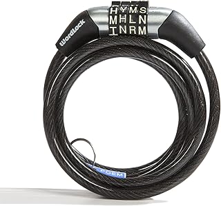 Wordlock CL-441-BK Non-Resettable Combination Cable Lock, Black, 4-Feet