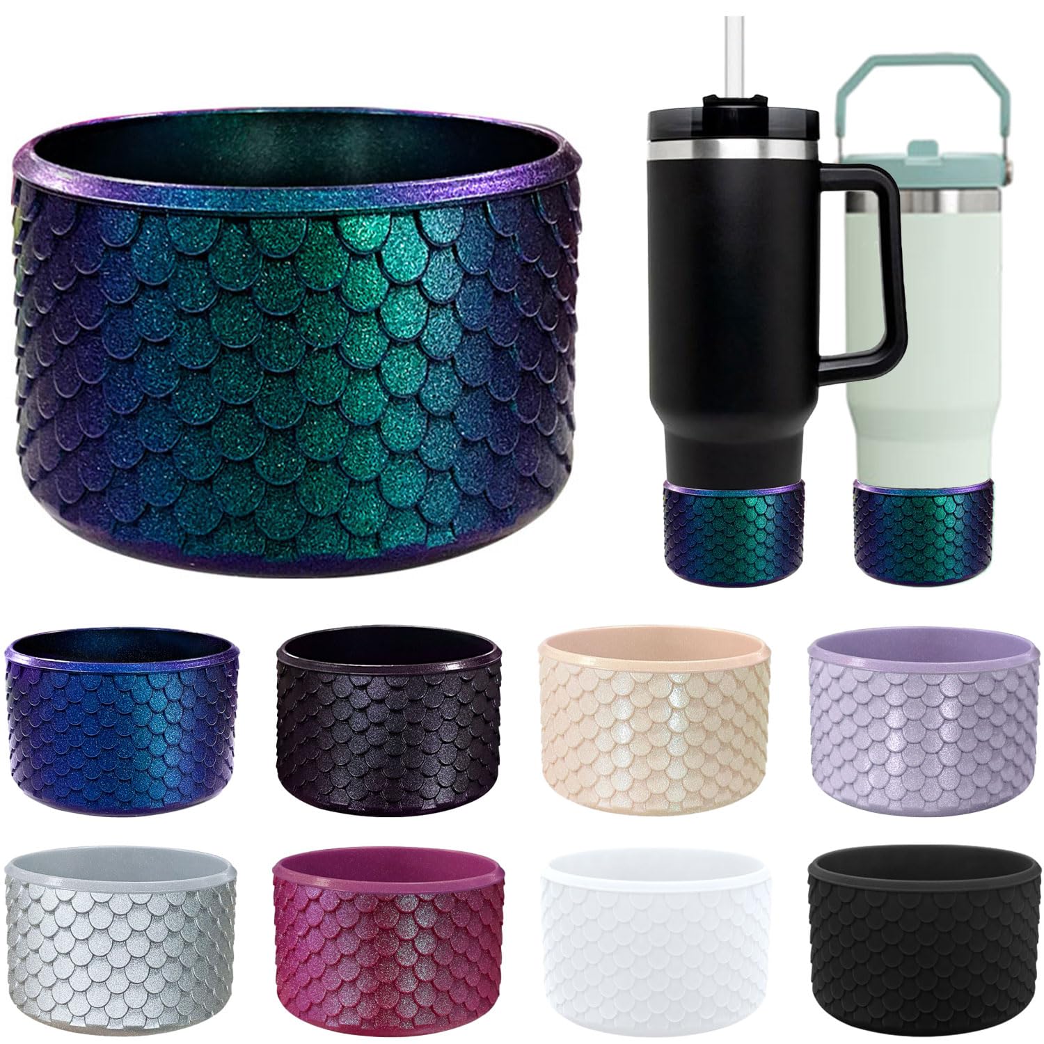 Lnulyaciy Chameleon Gradient Silicone Boots for 12-24oz Hydroflask Owala Tumblers, Anti-Slip Cup Bottom Protector Boot for Stanley Cup Accessories