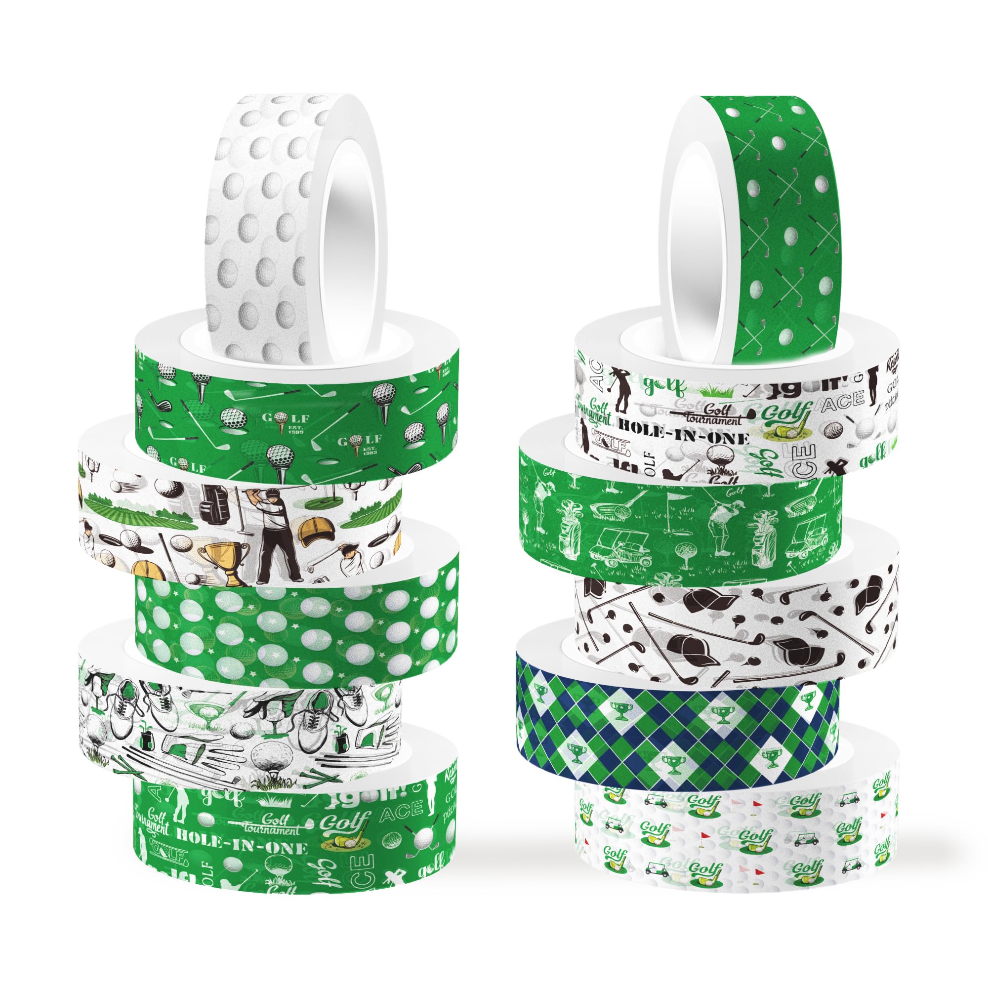 JOINFANXIN 12 Rolls Golf Ball Washi Tape, Sports Themed Ball Decorative Tape Stickers for Birthday Party Journals, Scrapbooking, Gifts Packaging