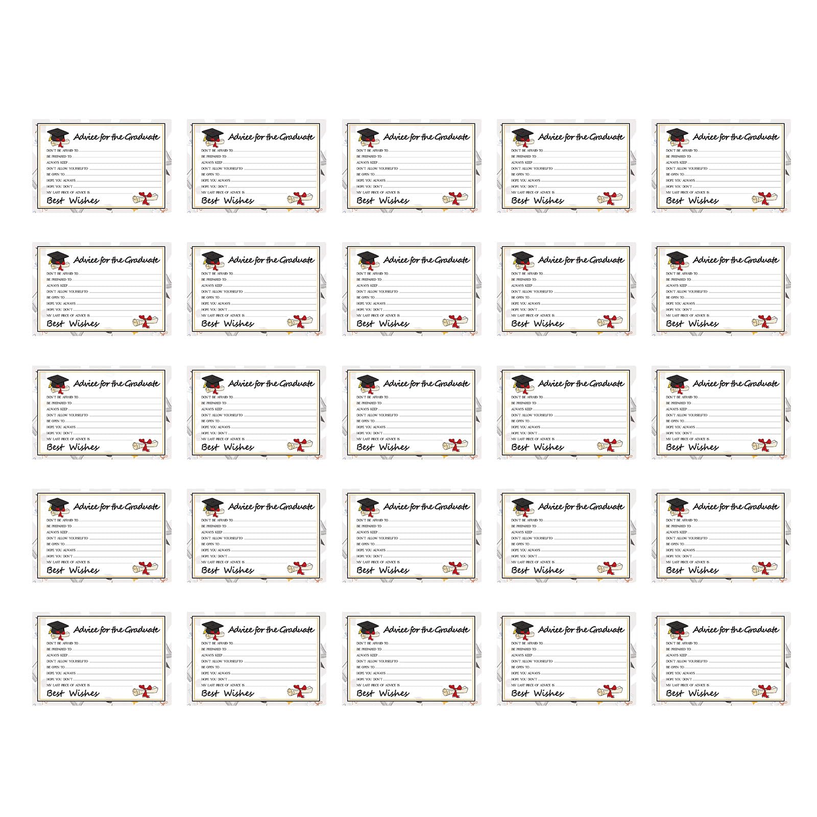 Maxtonser Graduation Wish Cards,25PCs High School and College Graduation Advice Cards Supplies 2024 Grad Celebration Party Decors