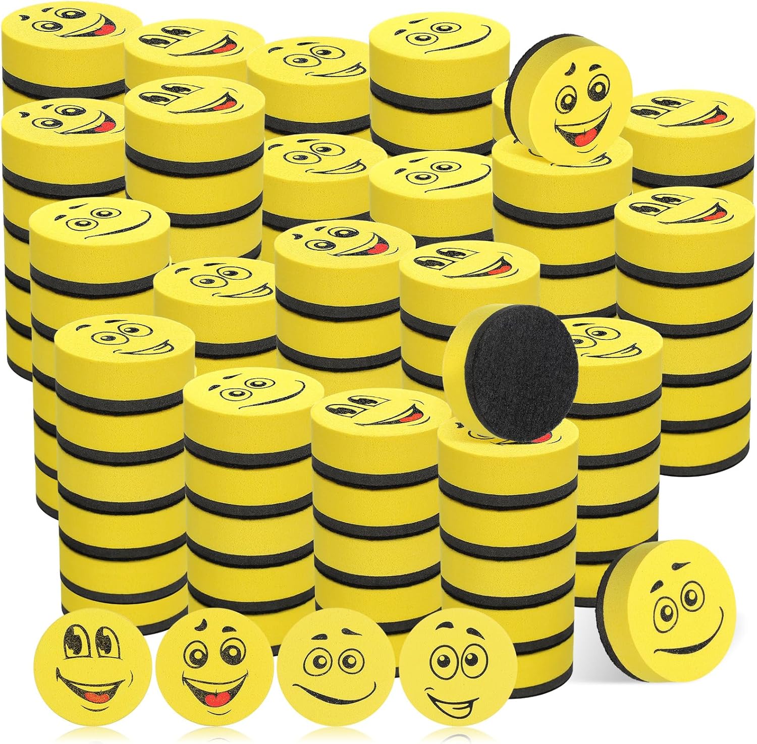 Fulmoon 100 Pcs Dry Erase Eraser Bulk Cute Face