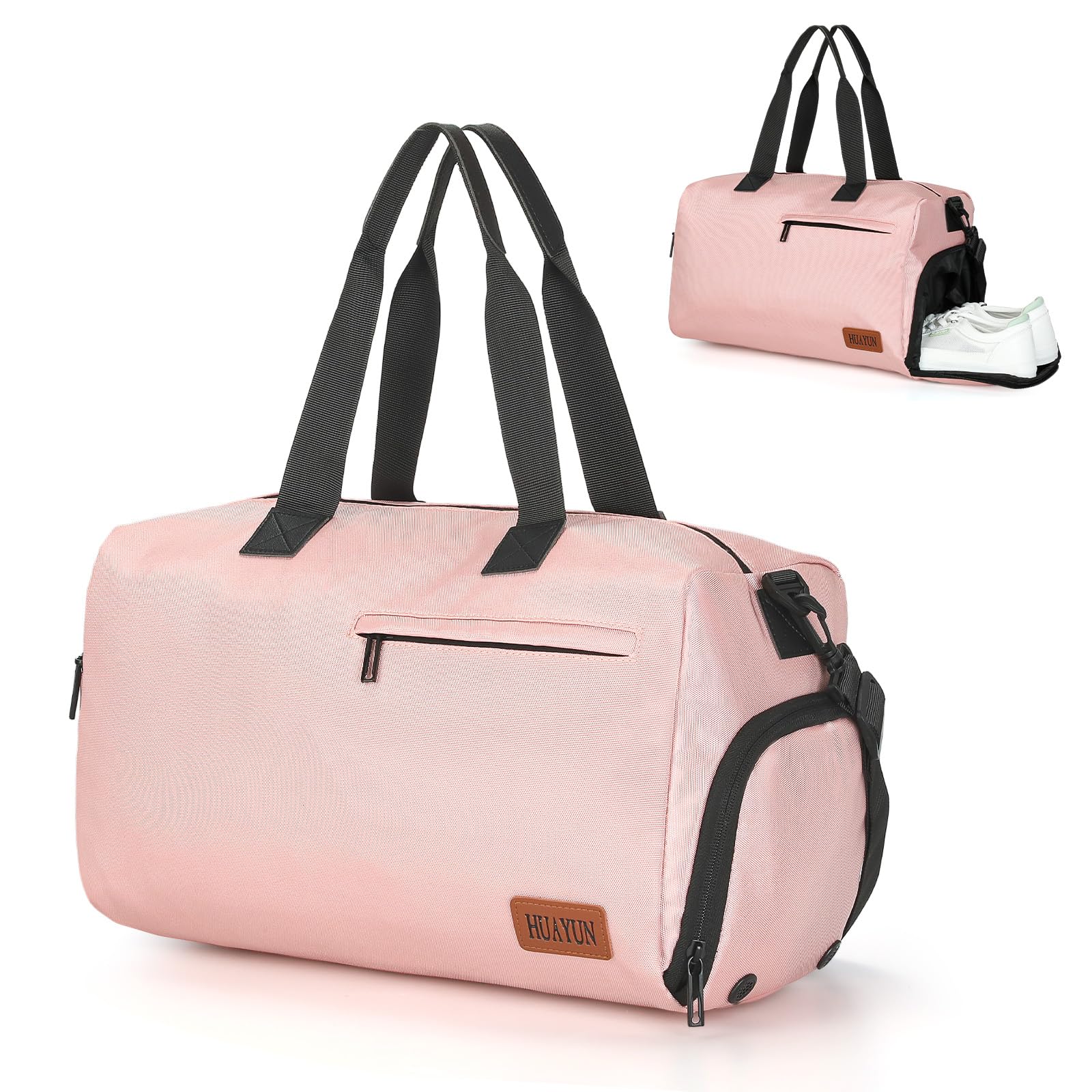 Romon Sac de Sport 22L Rose Imperméable Compartiment Chaussures Bandoulière Réglable