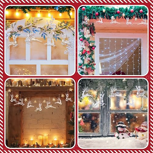 Miniatura 7 de Adorno para árbol de Navidad, decoración colgante de reno de cristal, decoración de reno acrílico, adorno decorativo de ciervo transparente para