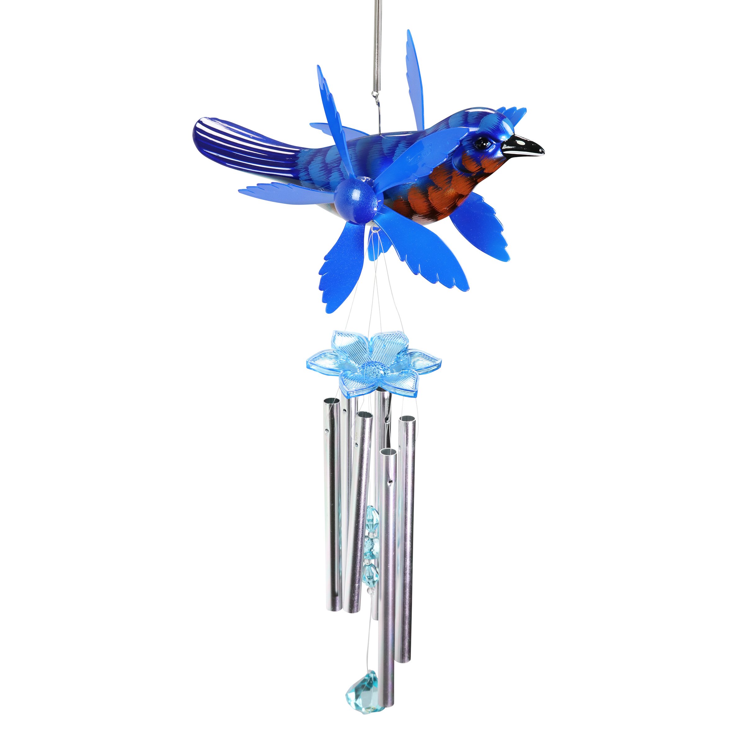 WindyWing Whirligig Green and Blue Hummingbird Wind Chimes