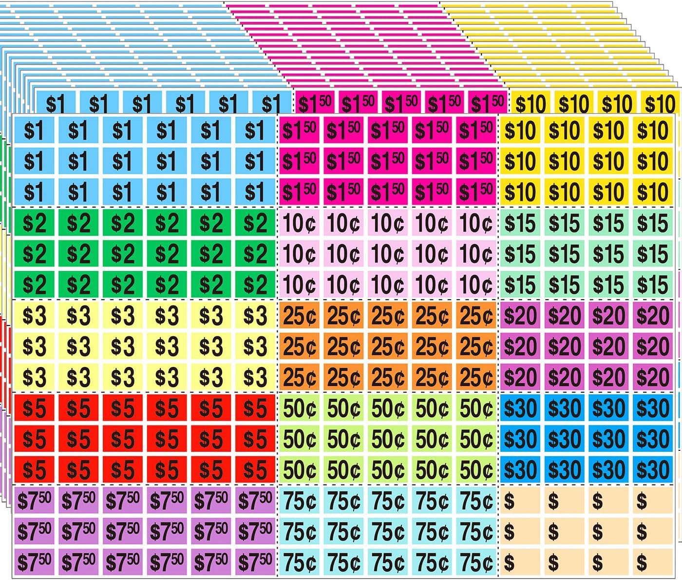 4050 PCS Garage Sale Stickers,1/2" X 3/4" Yard Sales Price Stickers,Rectangle Preprinted Price Labels for Flea Markets,Retail Use
