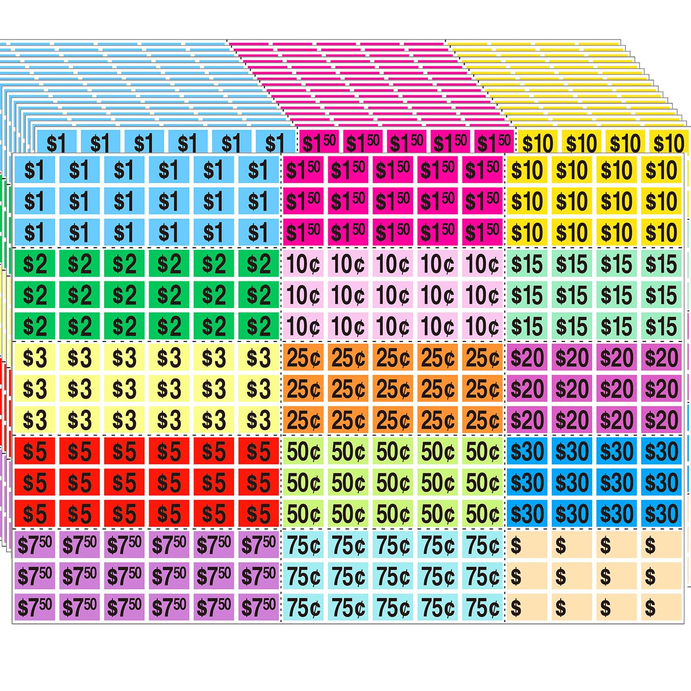 4050 PCS Garage Sale Stickers,1/2" X 3/4" Yard Sales Price Stickers,Rectangle Preprinted Price Labels for Flea Markets,Retail Use