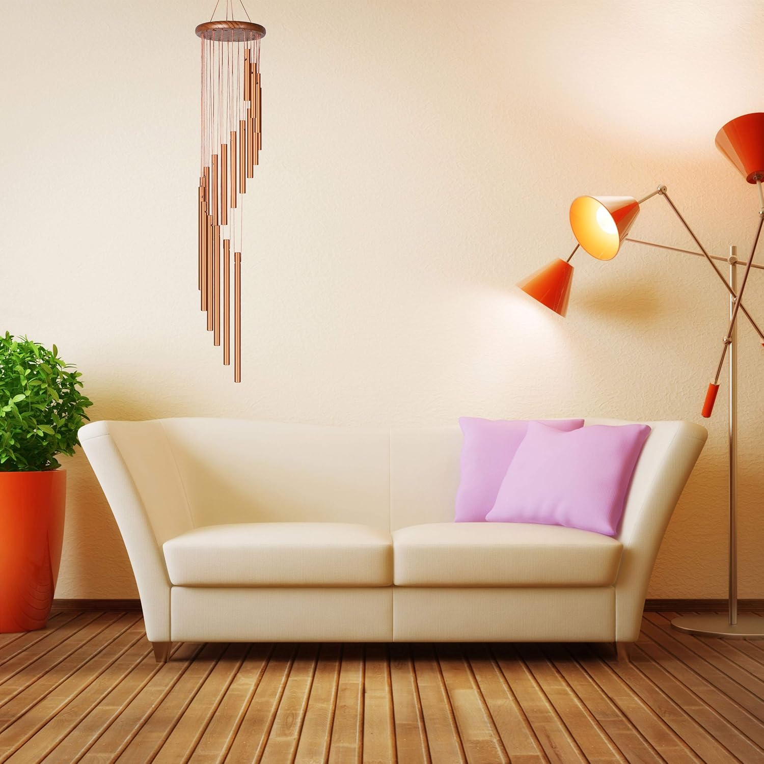 Wind Chimes Outdoor,Large Wind Chimes, 35 inches Garden Chimes with 18 Aluminum Alloy Tubes and S Hook for Party,Gaden,Patio,Gift and Indoor Decor (Gold), FL0004