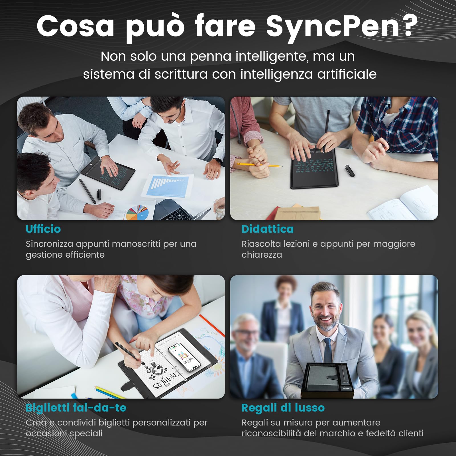 NEWYES SyncPen 3.0 Set - Smart Pen Sincronizza i Tuoi Appunti Dallo Schermo e Dalla Carta, Sincronizzazione in Tempo Reale e Riconoscimento Intelligente del testo Compatibile con iOS e Android