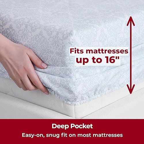 Miniatura 5 de Mellanni Sábanas extra profundas tamaño Queen, 4 piezas de la colección icónica, sábanas y fundas de almohada, lujosas y ultrasuaves, refrescantes,