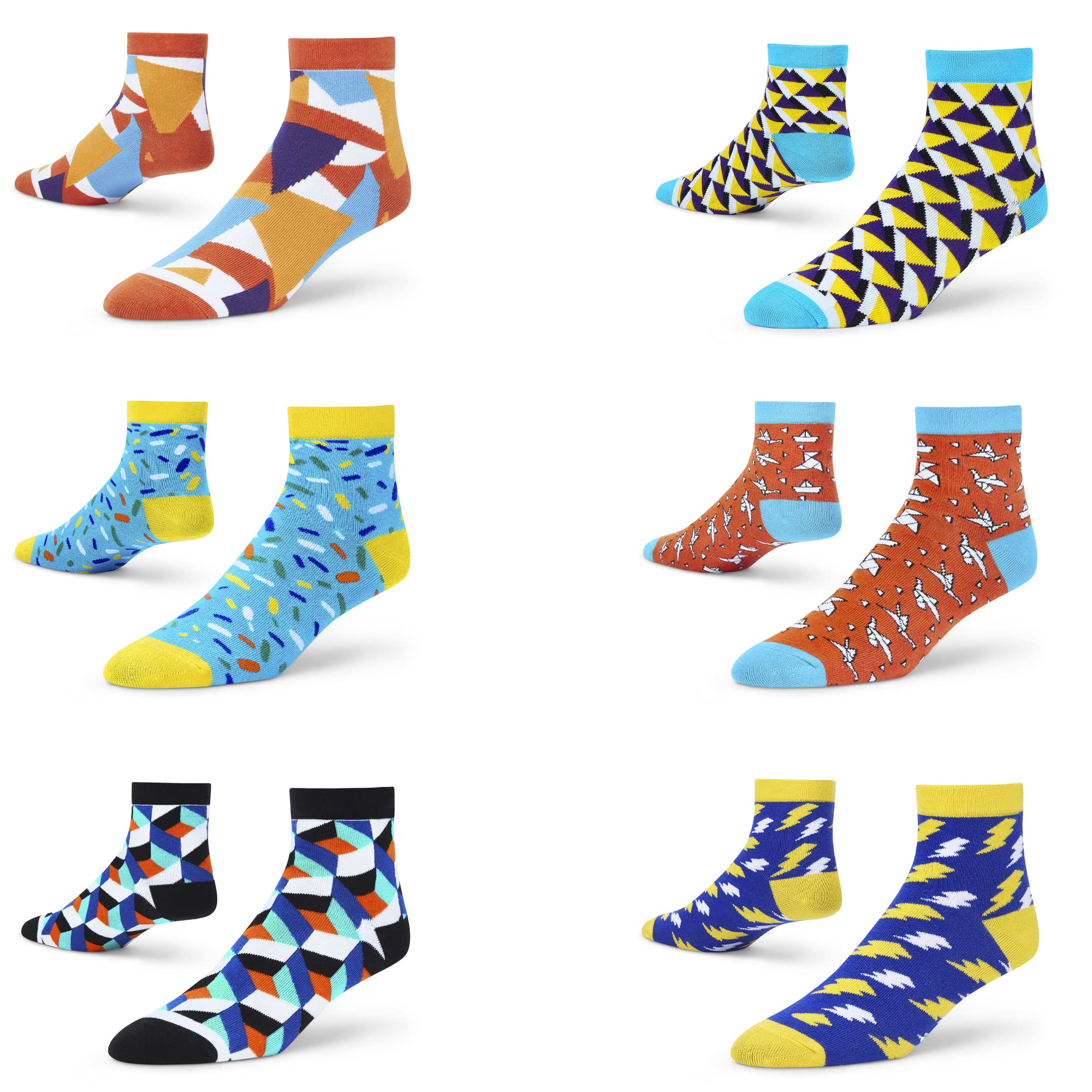 Men's and Women's Combed Cotton Ankle Length Socks (Pack of 6) (Multicolour, Free Size)