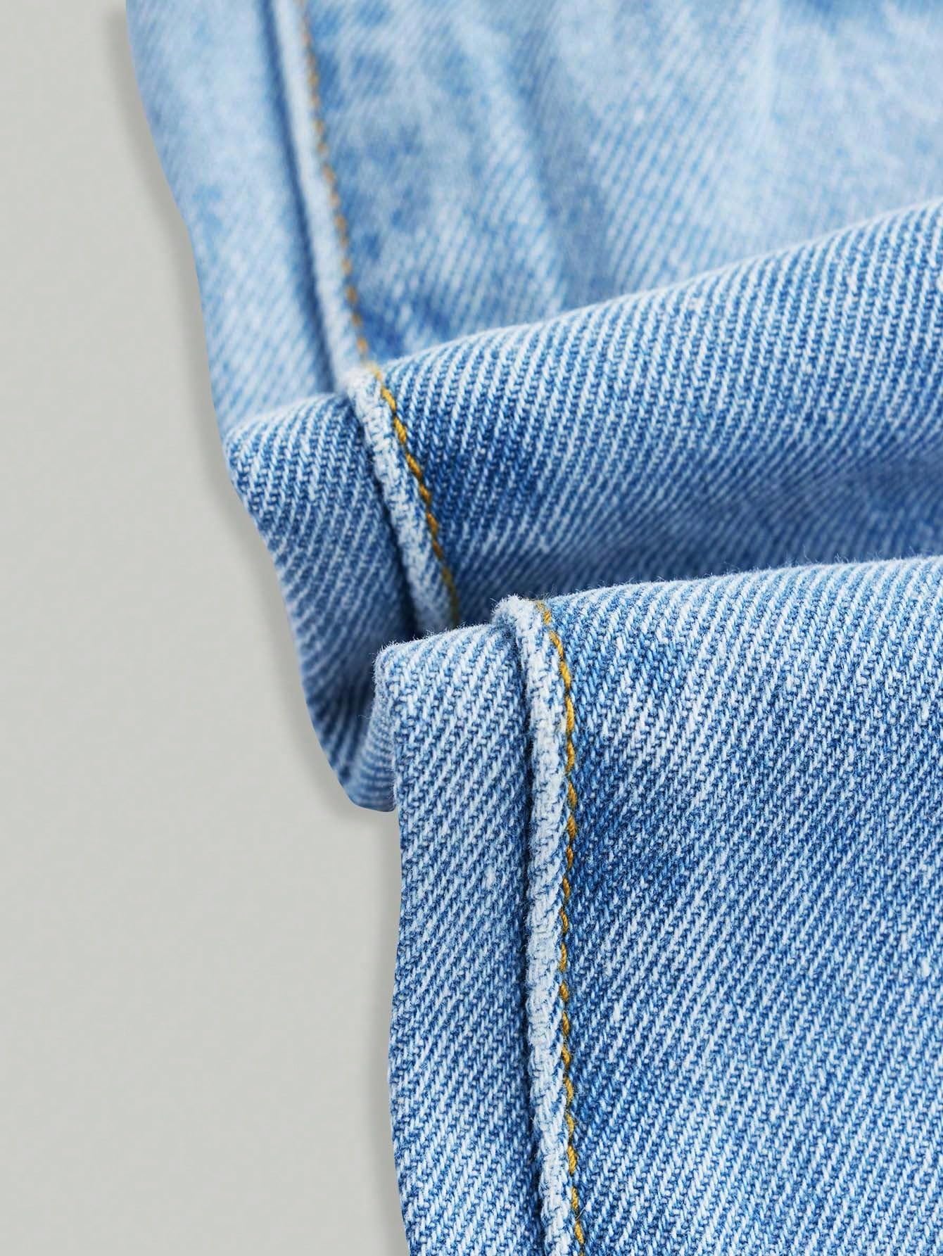 Floerns Mädchen Jeans mit elastischem Bund, gerades Bein, gerades Bein, Used-Look, Hell, blau, 9 Jahre