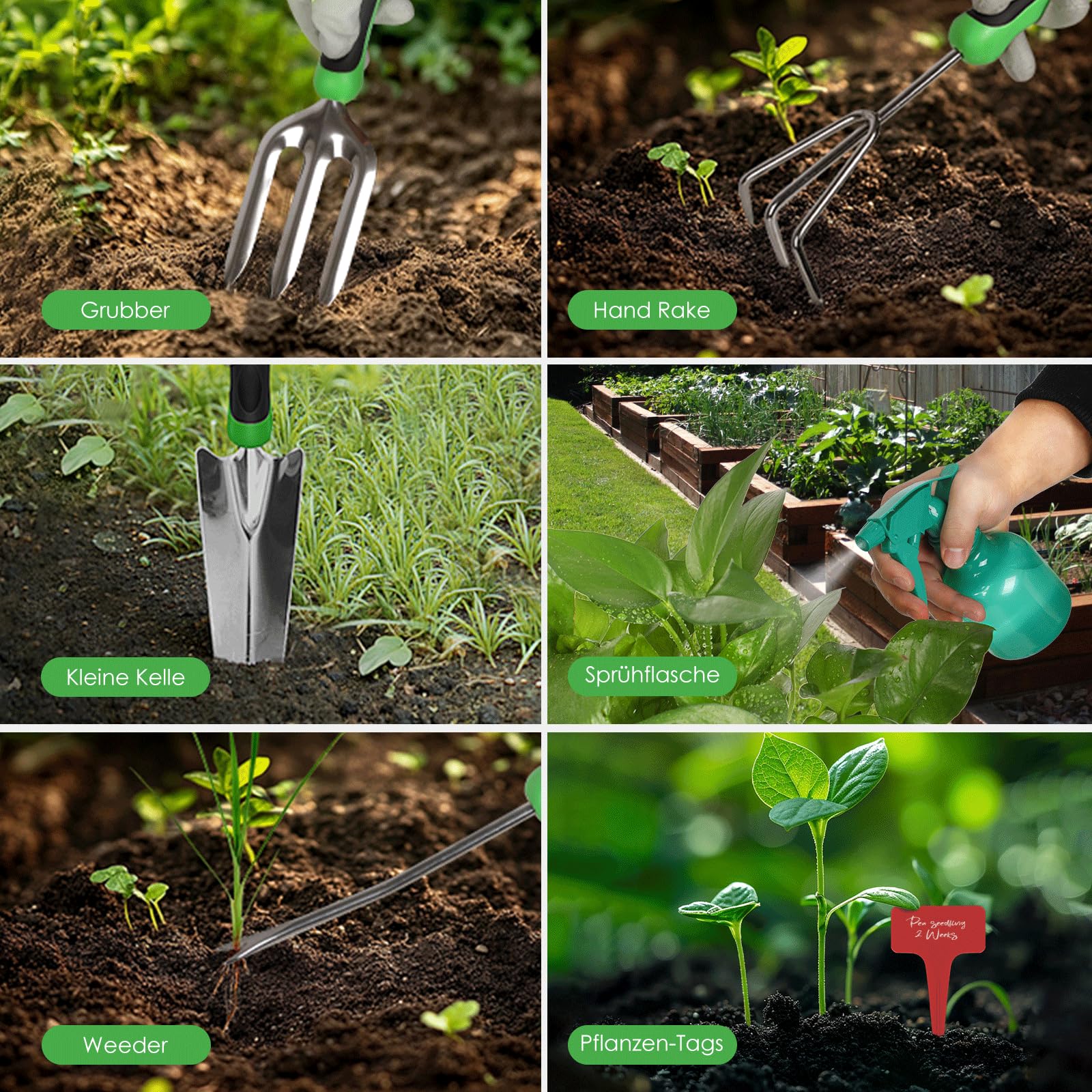 ORIENTOOLS Gartenwerkzeug Set,Geschenke für Frauen & Männer, Gartengerätset mit Tasche, 10-teiliges Set für Gartenarbeit, Geschenk für Gärtner