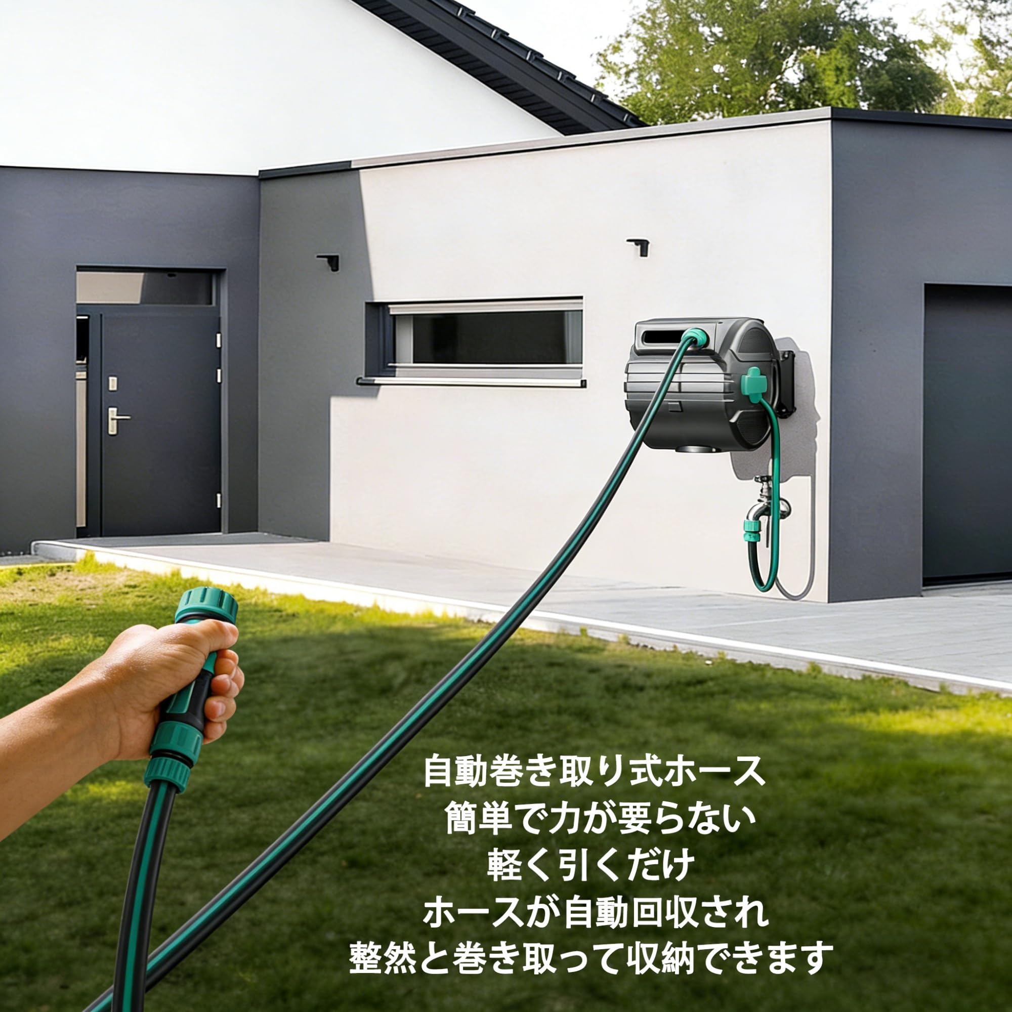 Amazon | ZXZMX ホースリール 散水ホース 壁掛け式 180°スイベル