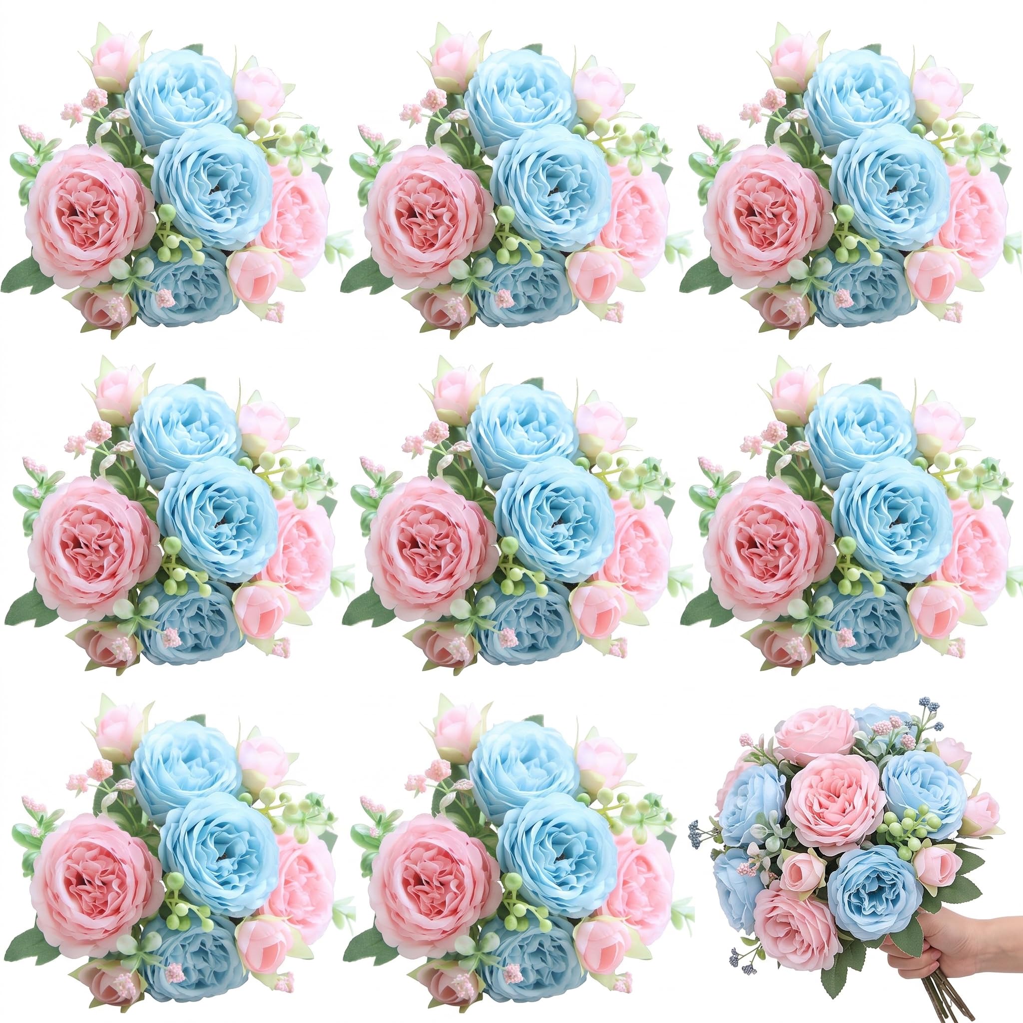 8 Bundles Artificial Peonies Flowers Boho Faux Flowers Arrangements (Yuxung)