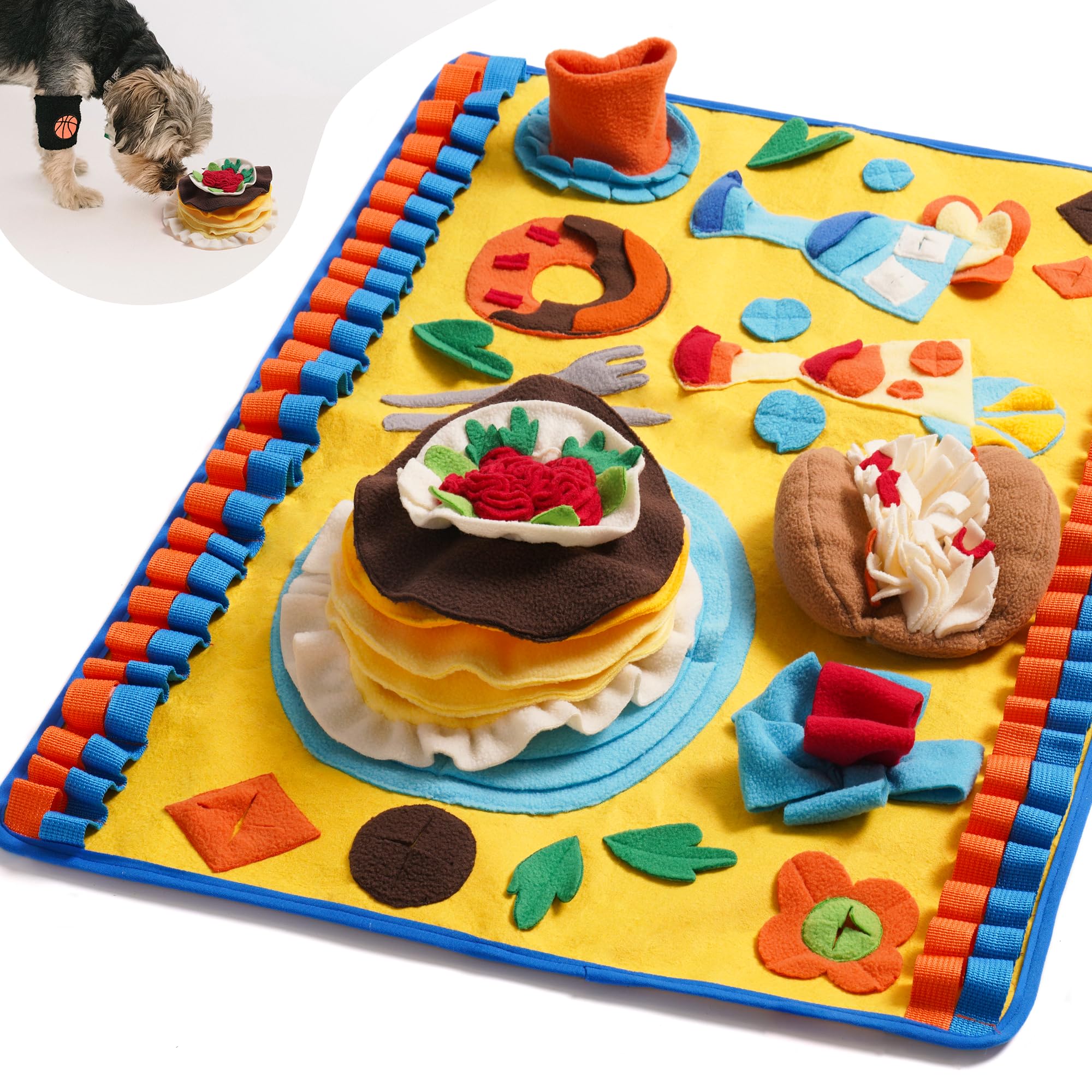 Removable Snuffle Mat for Dogs Sniffing Feeding Mat for Dogs Slow Eating, Encourages Natural Foraging Skills for Dogs Cats,Interactive Dog Puzzle for Boredom