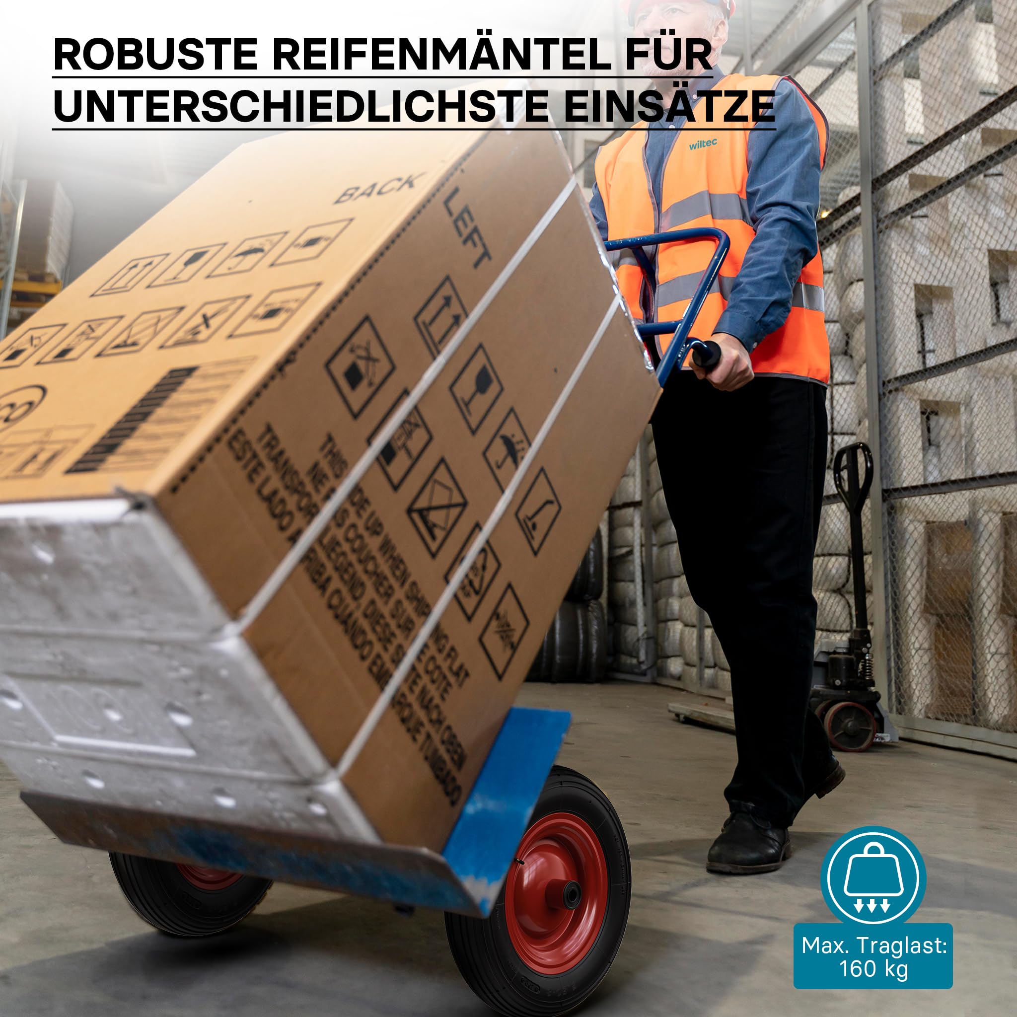 Wiltec Rad 4.00-8 400 x 100 mm 160 kg, Schubkarren Komplettrad mit Stahlfelge, Winkelventil, Luftreifen für Sackkarre, Bollerwagen u.a