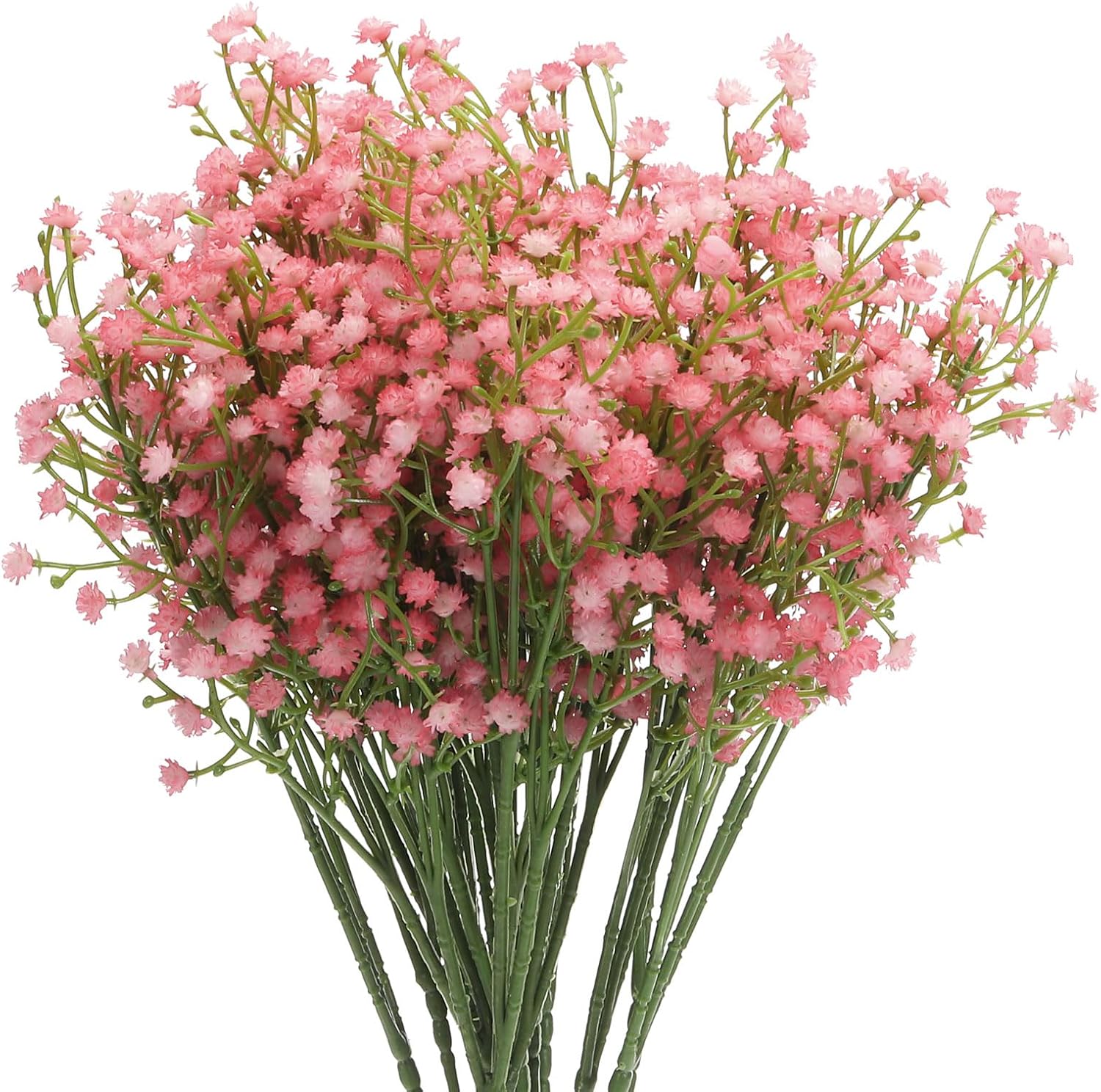 MECCANIXITY Baby's Breath Pink Artificial Flowers 3 Branches 15 Pcs Real Touch for Wedding Party Home Decoration