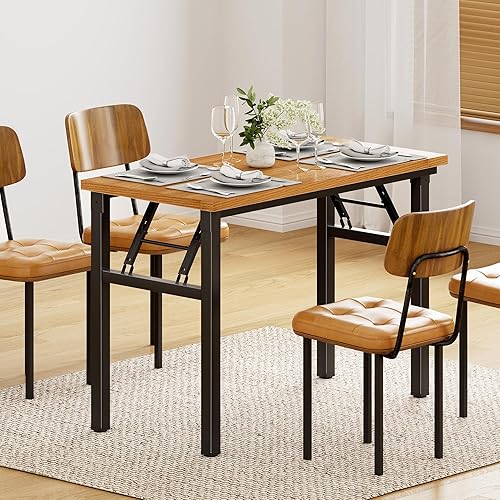 Miniatura 117 de DlandHome Escritorio plegable pequeño de 31.5 pulgadas, escritorio de computadora para oficina en casa, mesa plegable para espacios pequeños, no