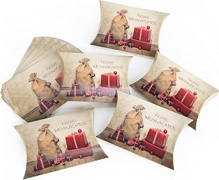 Logbuch-Verlag 25 cajas de regalo navideñas de 15 x 10,3 + 3 cm, color rojo y marrón