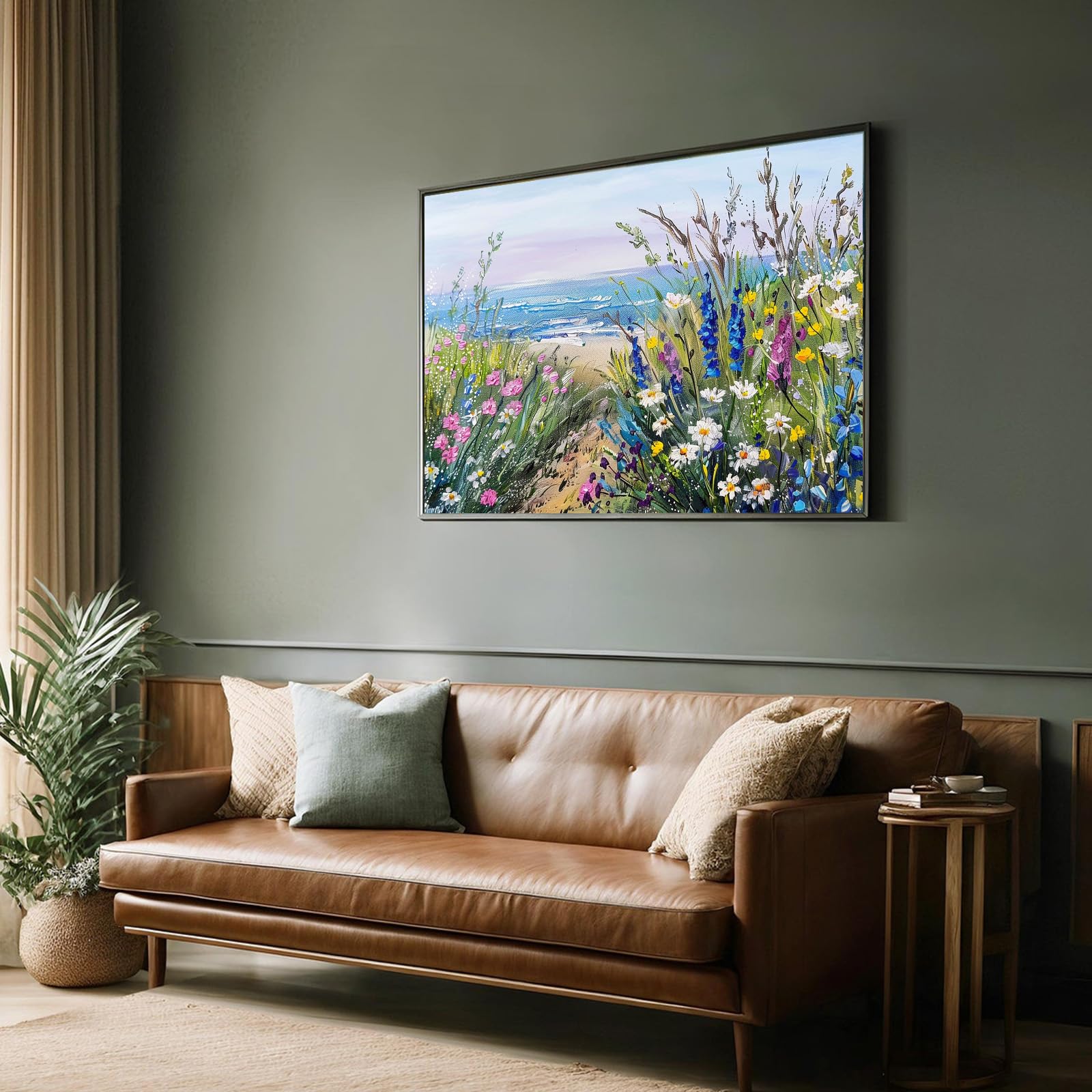 Amazon.com: Blue Floral Beach Wall Art Coastal Floral Canvas