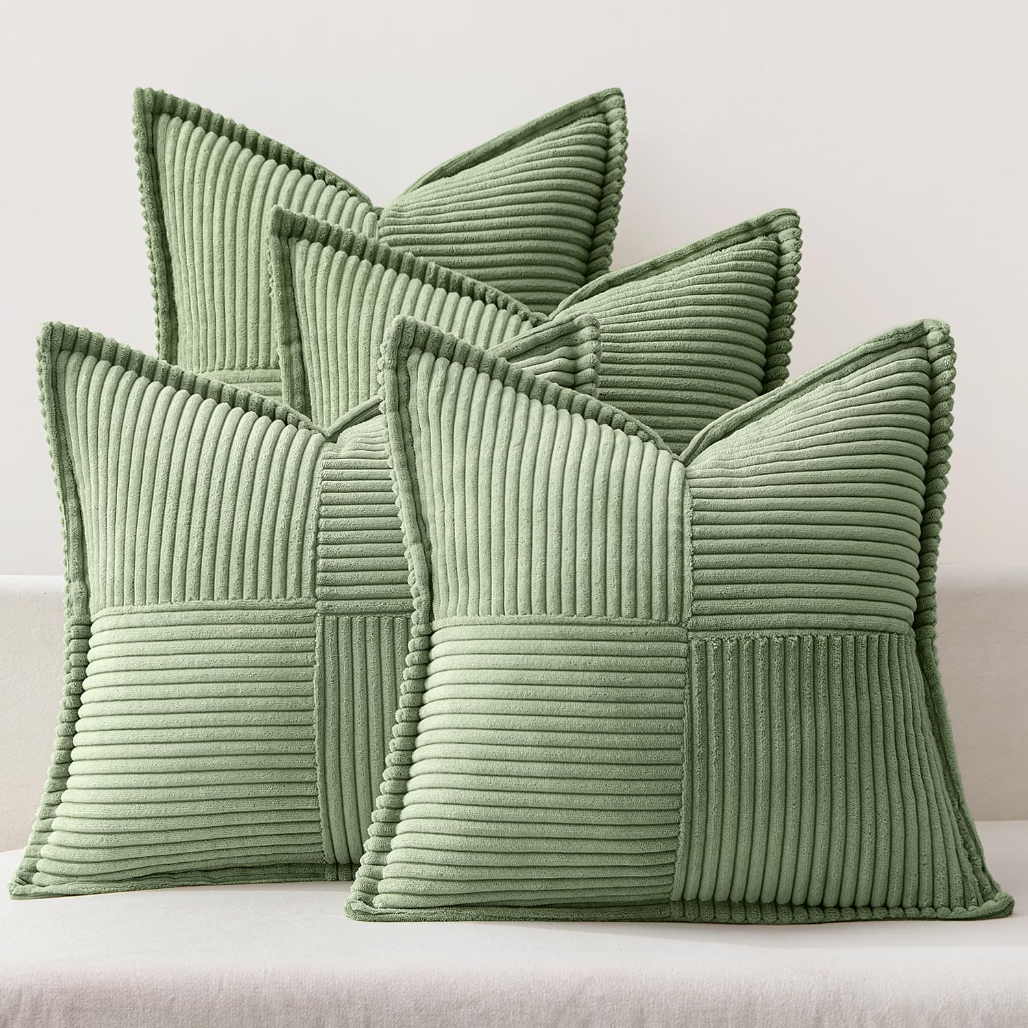 MIULEE 4er Set Kordsamt Kissenbezüge Weich Dekokissen Dekorativ Kissenbezug Modern Kissenhülle Sofakissen Zierkissen Couchkissen für Wohnzimmer Schlafzimmer Grün 40x40 cm