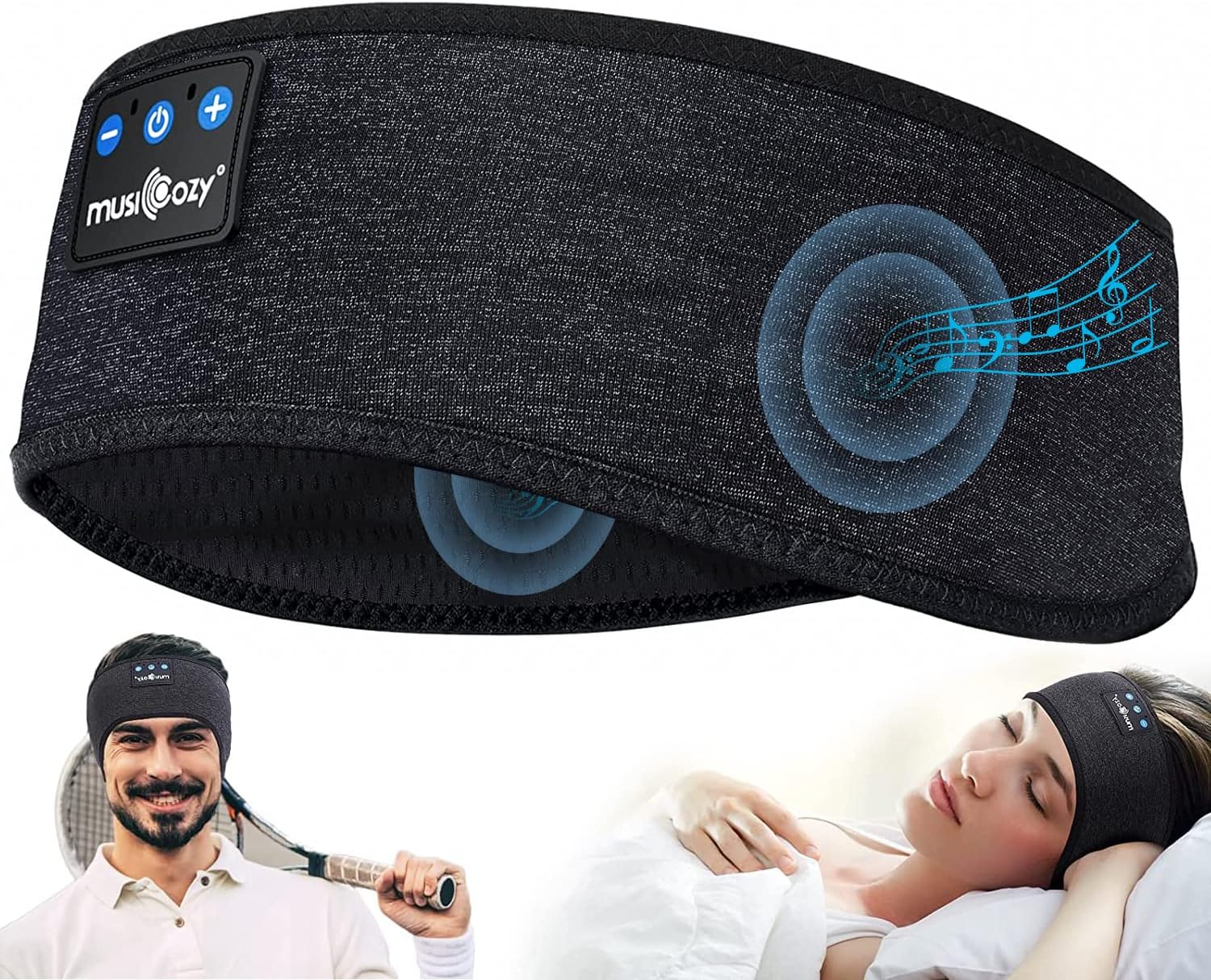 Sleep Headphones Wireless Bluetooth 5.2 Sports Headband Headphones with HD Stereo Speakers Unique Gifts Cool Gadgets Perfect for Sleeping Workout Jogging Yoga Insomnia Air Travel Gifts, black
