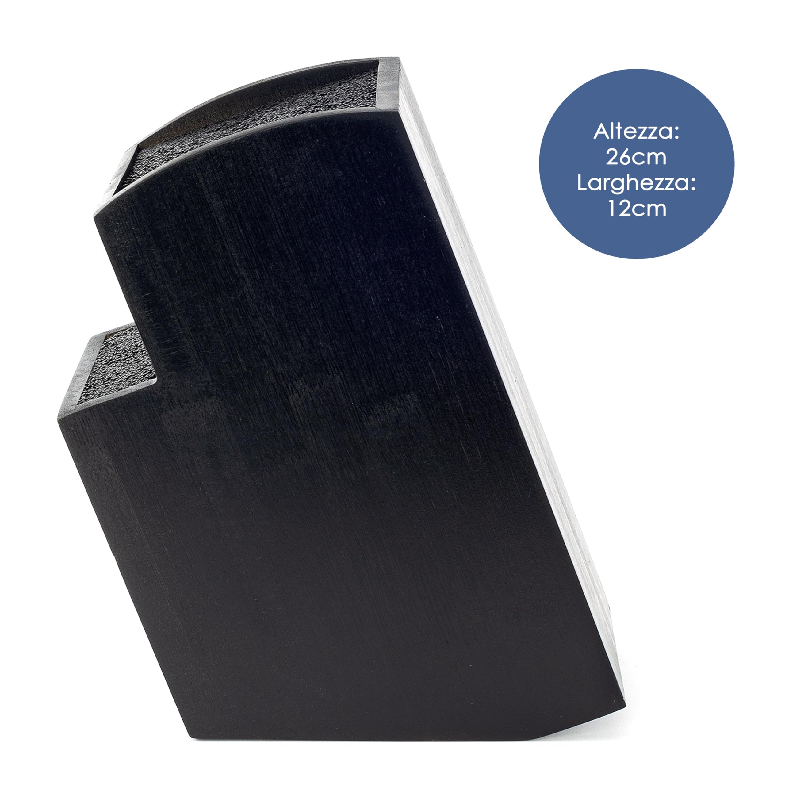 Hanseküche Ceppo portacoltelli - Portacoltelli senza coltelli in legno Tagliere (Bambù Nero, Quadrato Obliquo)