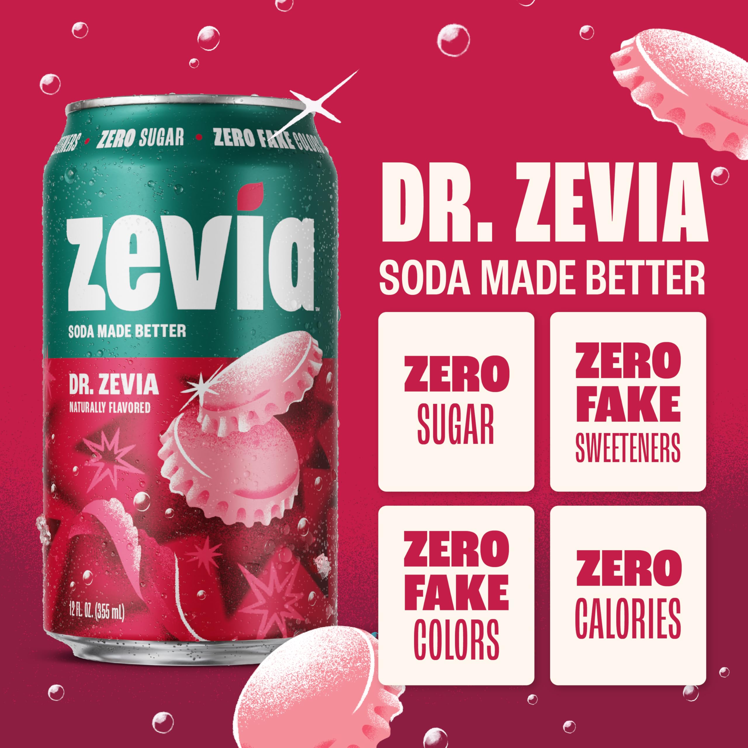 Zevia Zero Sugar Soda, Dr. Zevia, 12 Ounce Cans (Pack of 12)
