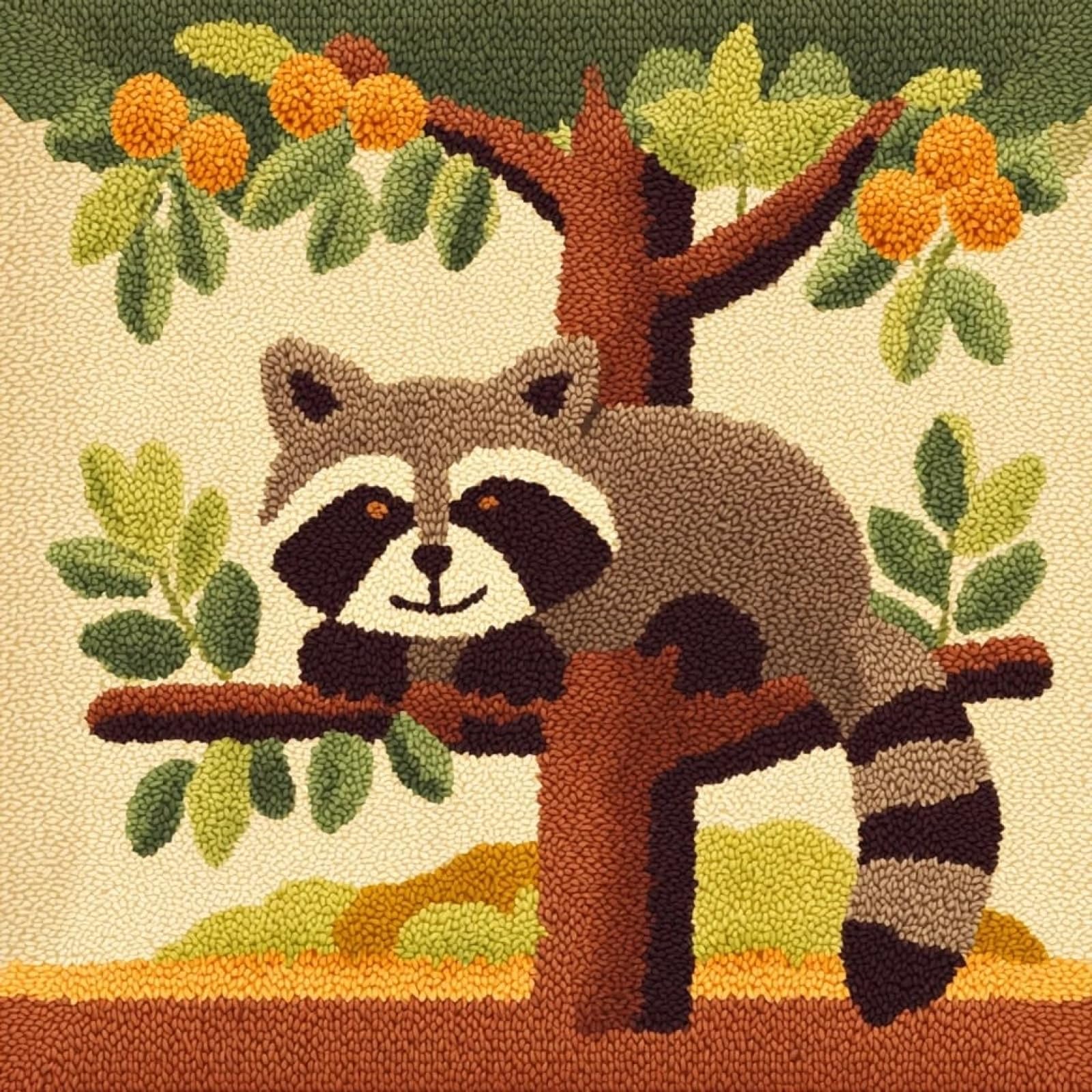 AxiangziK Latch Hook Pillow Kit for Beginners,Raccoon
