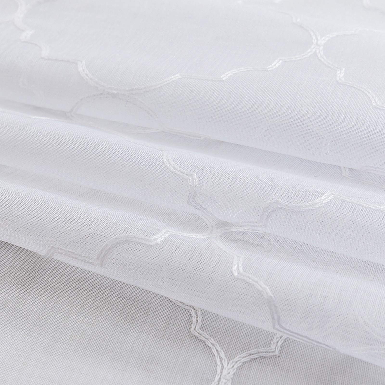 MIULEE 2 Panneaux Maroc Rideaux de Fenêtre Transparents Blanc 140x215cm | Couleur Pure Transparents Lisse Élégant Panneaux Voile de Fenêtre/Rideau/Traitement pour Chambre Salon