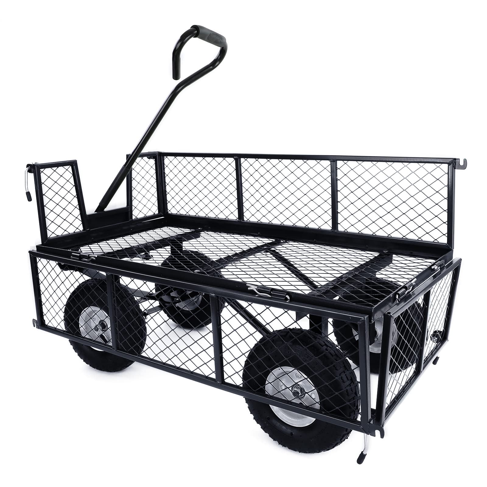 Transport Gitterwagen Handwagen Bollerwagen Seiten klappbar bis 300kg Schwarz