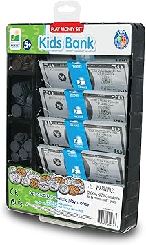 The Learning Journey Kids Bank Play Money Set - Play Money for Kids - Over $5000 in Realistic Play Money to Build Kids Counting Skills - Ages 5 and Up - Award Winning Toys