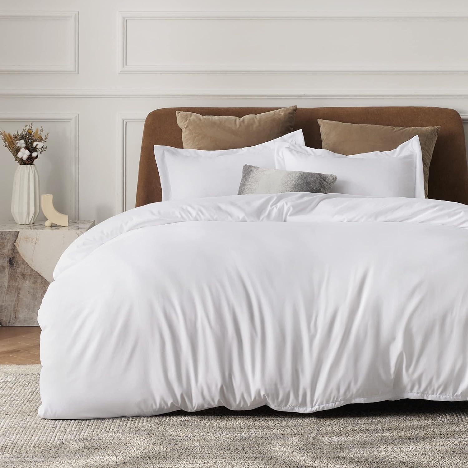 Bedsure Bright White Duvet Covers King Size Soft Brushed