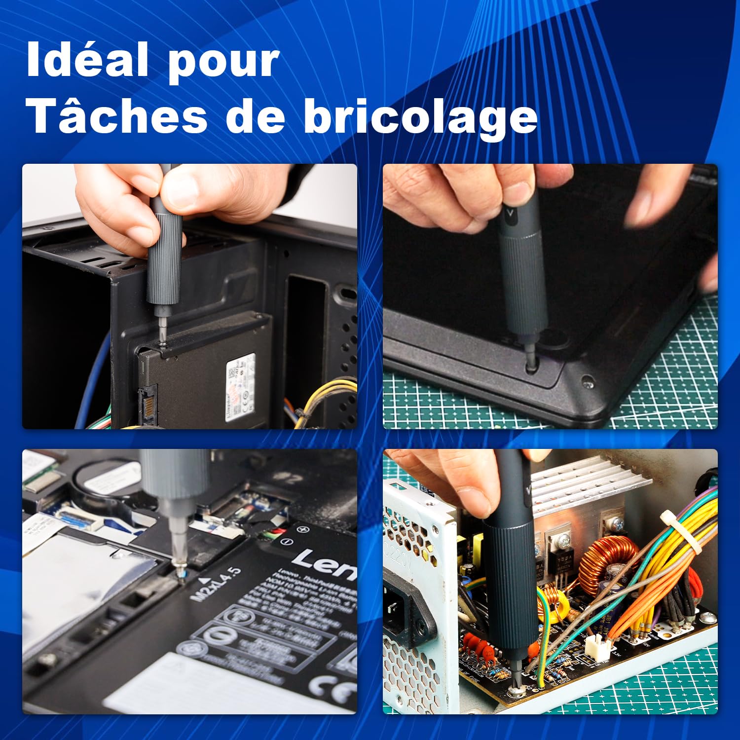 HERZO Mini Tournevis Électrique de Précision, MAX Couple Électrique 0,2 Nm & Manuel 3 Nm, Set 20 Embouts Magnétiques, Recharge USB-C, pour Téléphone, Ordinateur Portable, Montre, Caméra