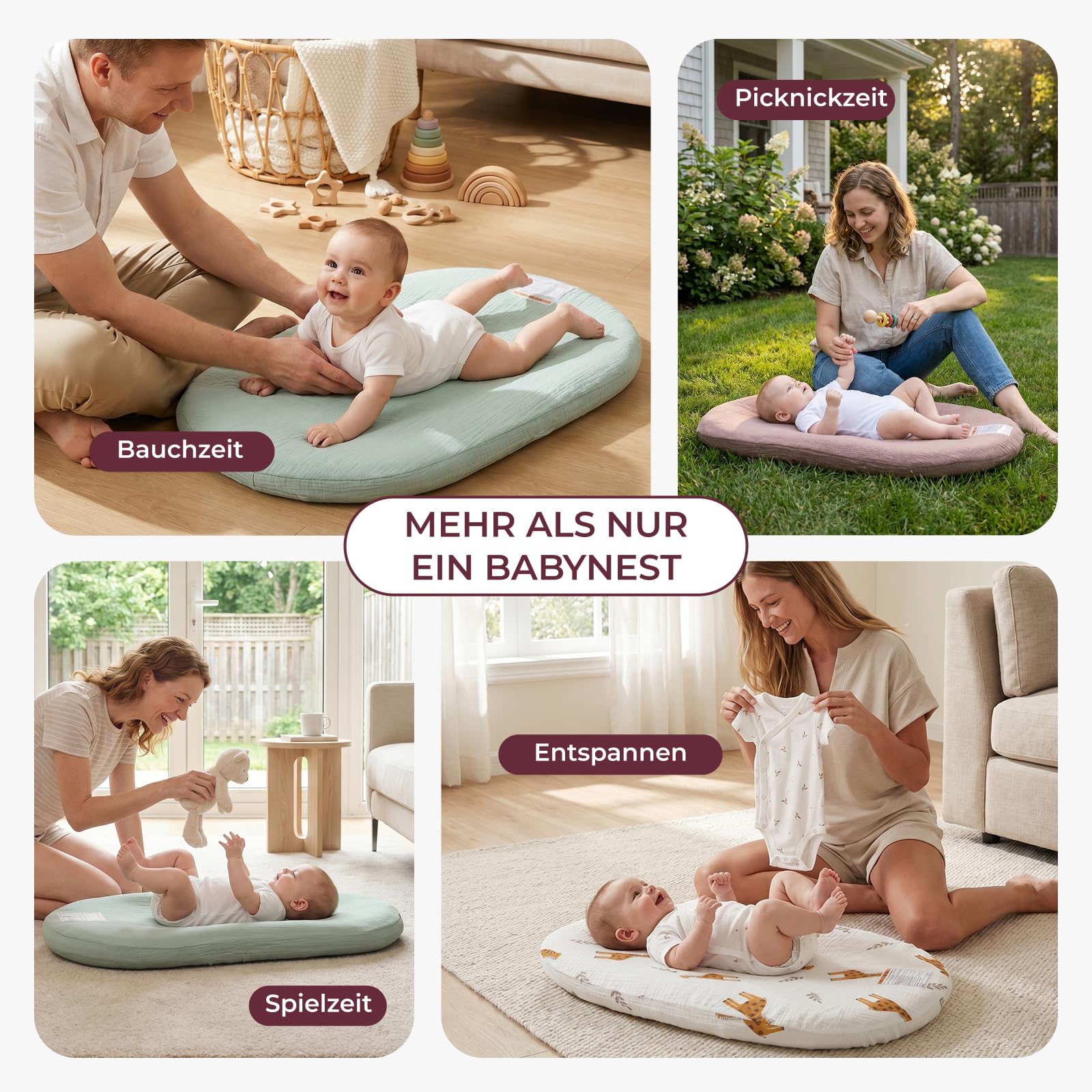 Momcozy Babynest für Neugeborene – Atmungsaktives Baby Nest mit Abnehmbarem Bezug, Tragbarer Baby Lounger für Bindungsmomente, 820 g Leichtgewicht, OEKO-TEX Zertifiziert
