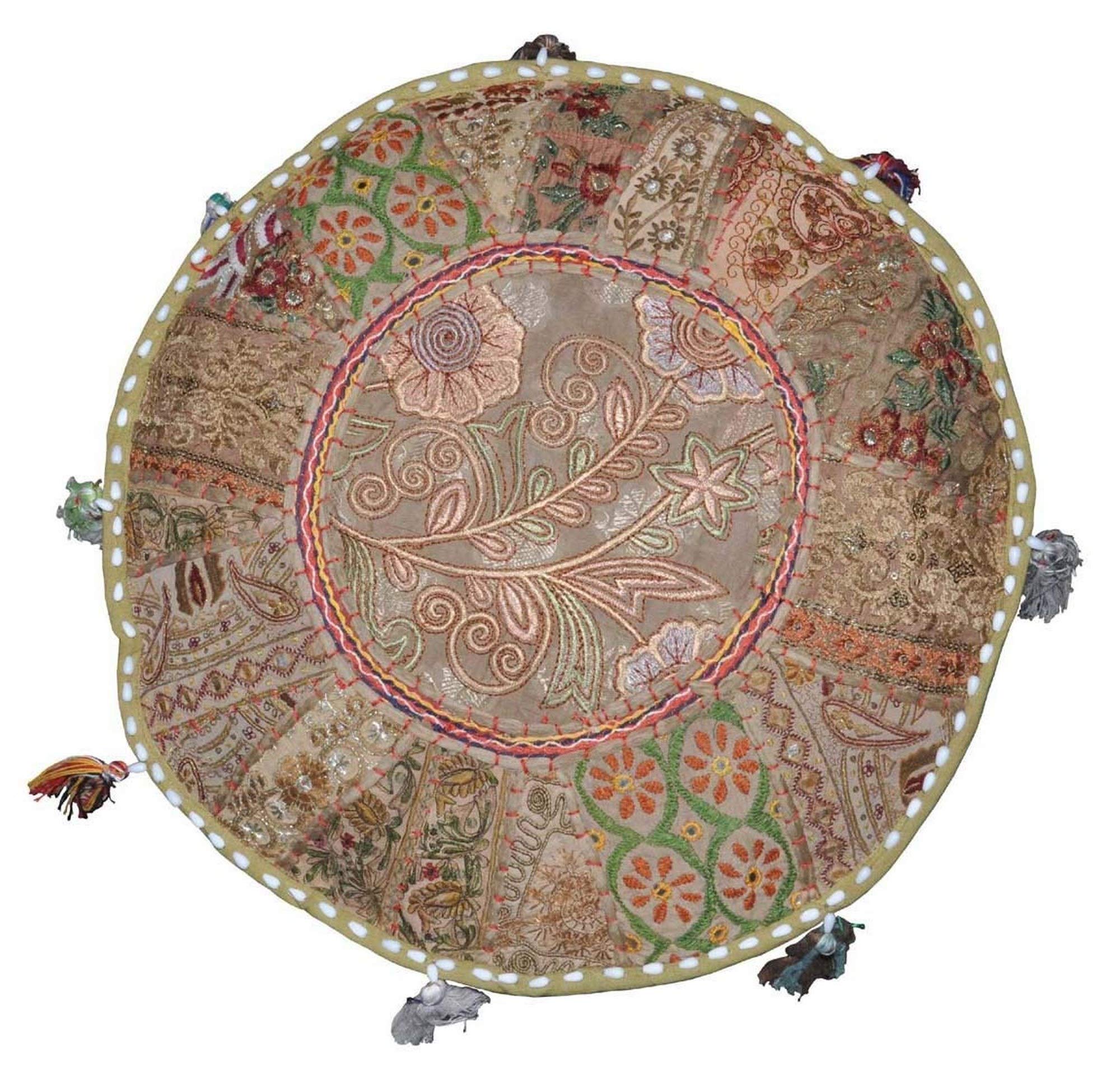 Indian Vintage Ottoman Pouf Cover 1